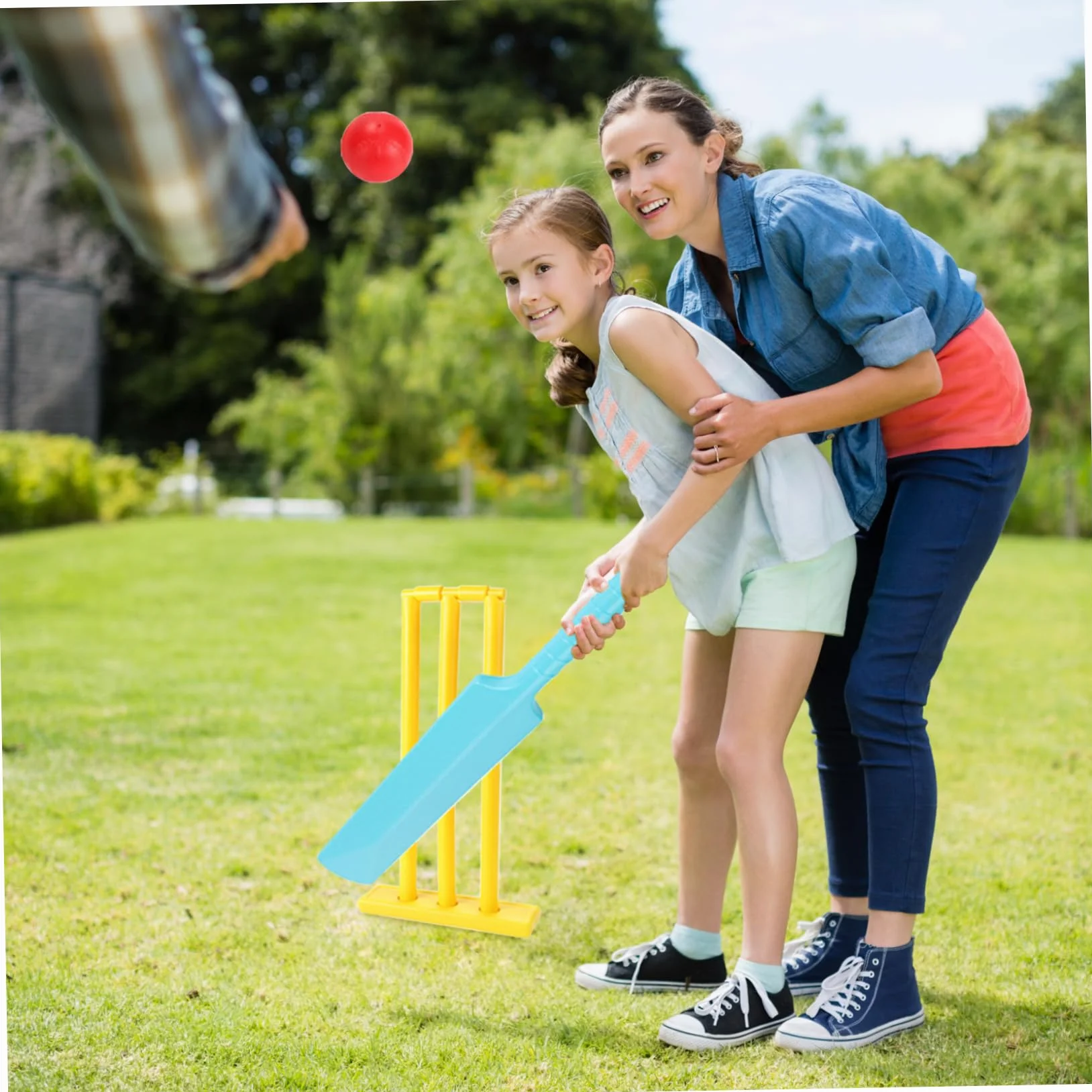 Ensemble de cricket pour enfants PP sans BPA avec batte, souches et 2 balles