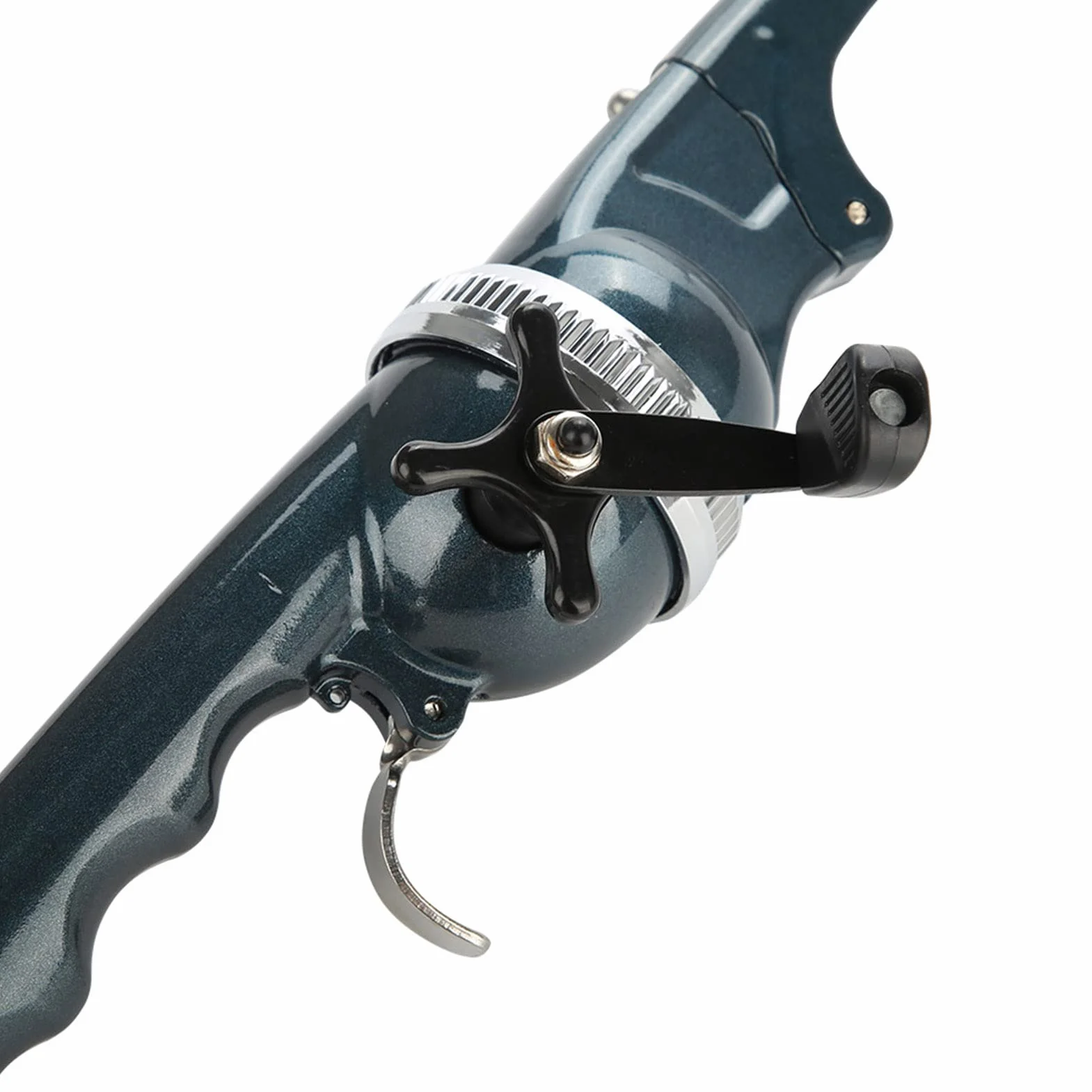 Canne à Pêche Pliante en ABS et Acier Inoxydable avec Moulinet Fermé Compact