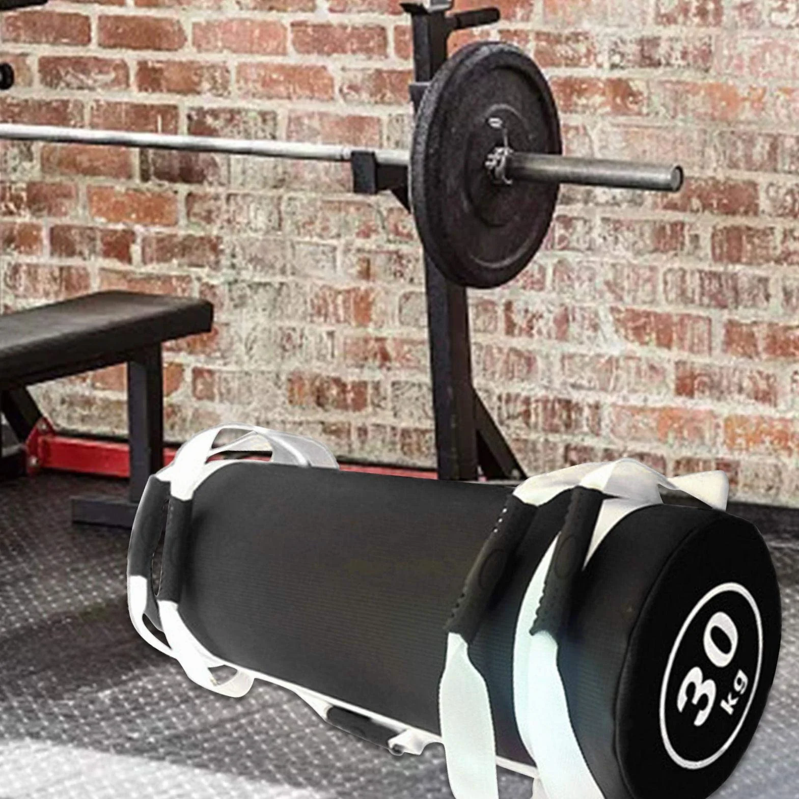 Sac de Sable Réglable 30kg Fitness avec Poignées pour Haltérophilie, Crossfit et Entraînement Fonctionnel