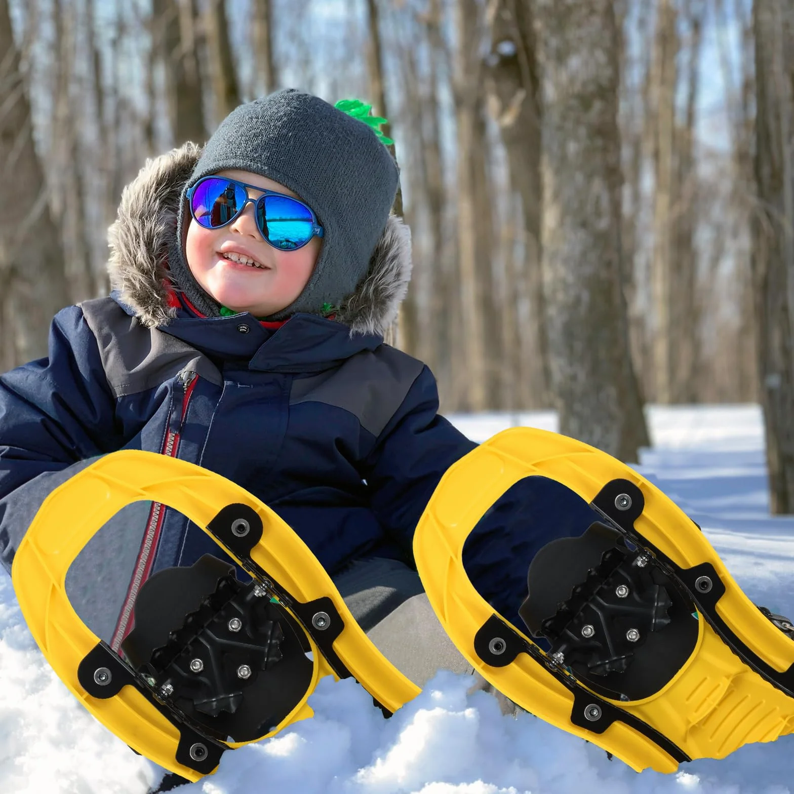 COSTWAY Raquettes à Neige Légères avec Bâtons Trekking Fixations Cliquet Réglables Pointure 26-38/35-45 Charge 90 kg