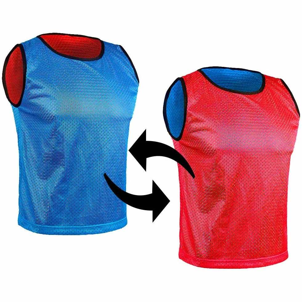 Maillots réversible de Football Gilets Double Face Chasubles pour Enfants Juniors Adultes Dossard Hommes Femmes