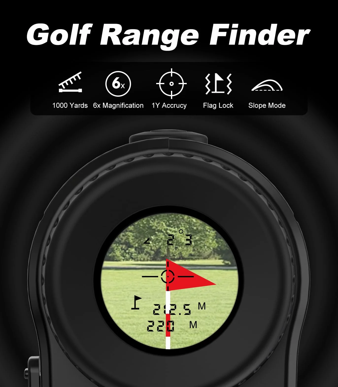 Télémètre de golf avec pente 914 m grossissement 6x vibration verrouillage mât de drapeau rechargeable
