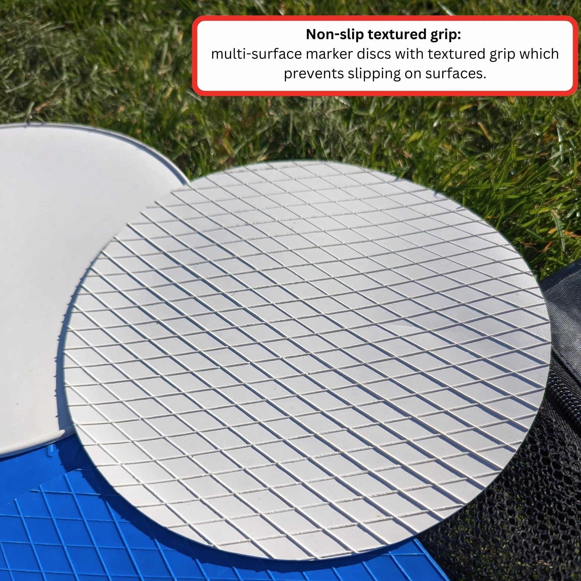 Lusum Lot de 20 disques de marquage en caoutchouc antidérapant taille réelle pour sports - Cônes plats entraînement football avec sac