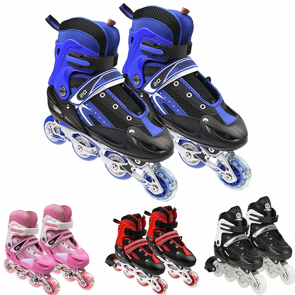 Patins à Roues alignées réglables avec Roues Lumineuses pour Enfants et Adultes