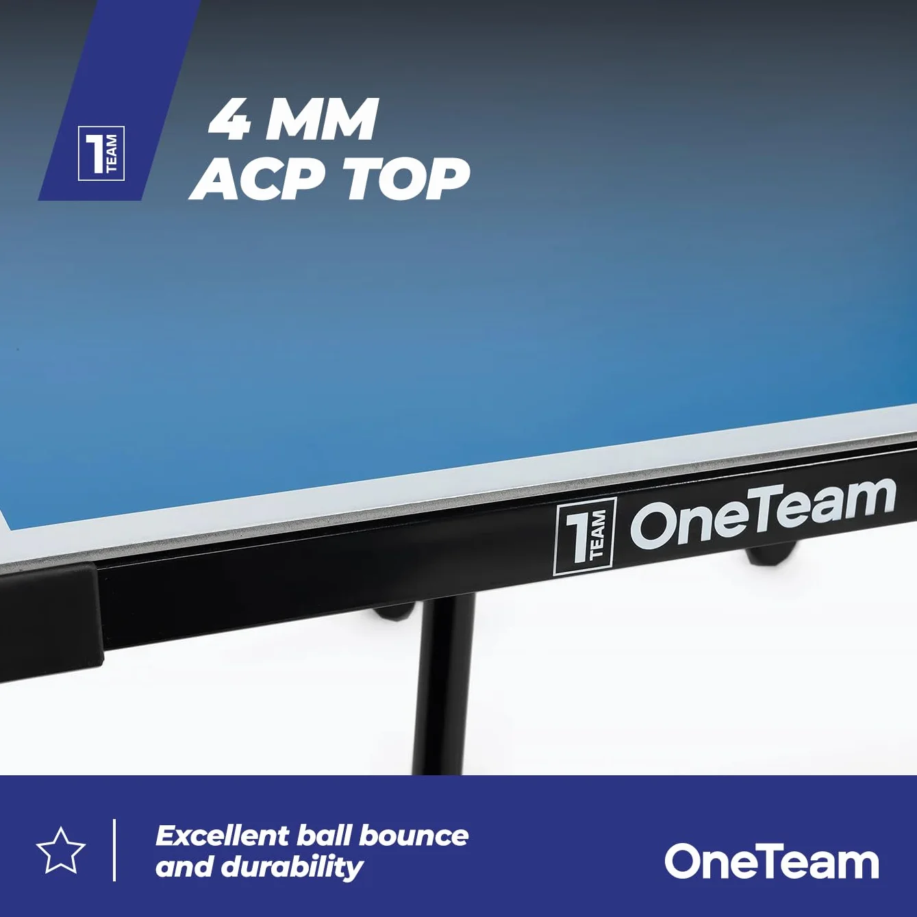 OneTeam Stół do Ping Ponga 274x152.5x76 cm na Zewnątrz z Siatką Składany z Kołami Blokada Niebieski
