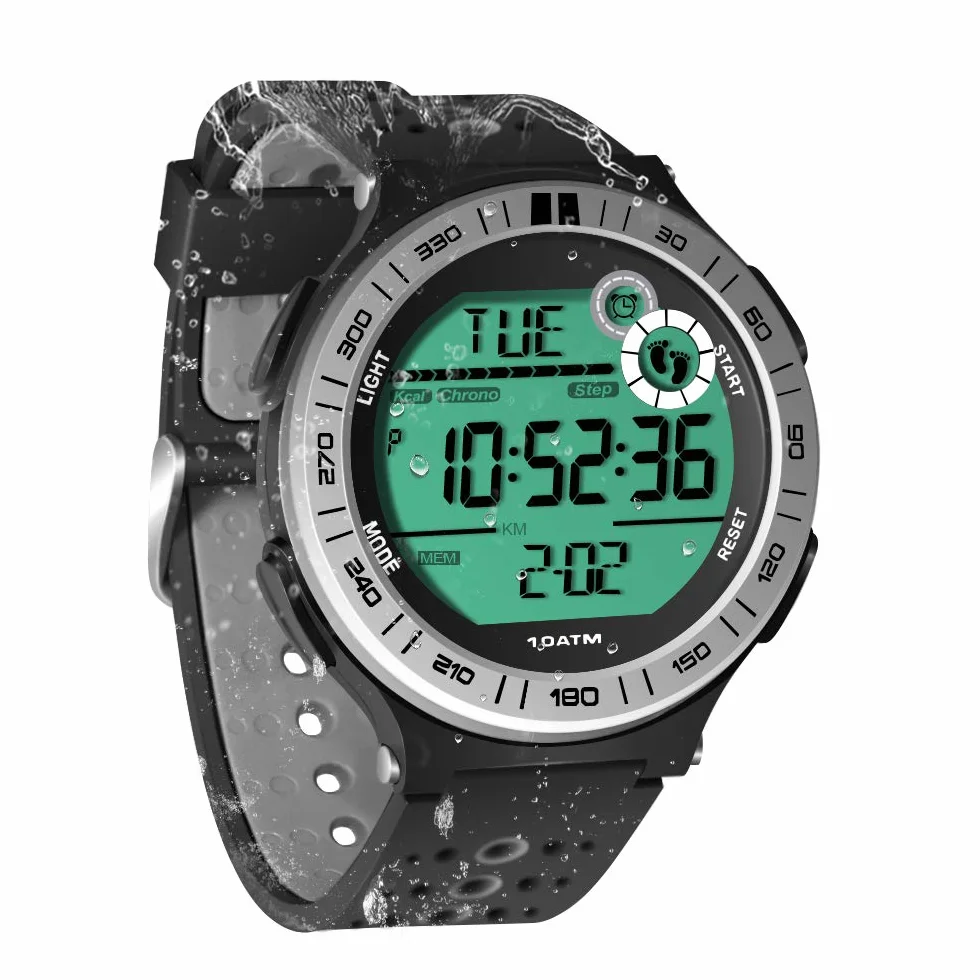 Montre Digitale Homme Etanche 10 Atmosphères Chronographe Plongée Piscine Pédomètre
