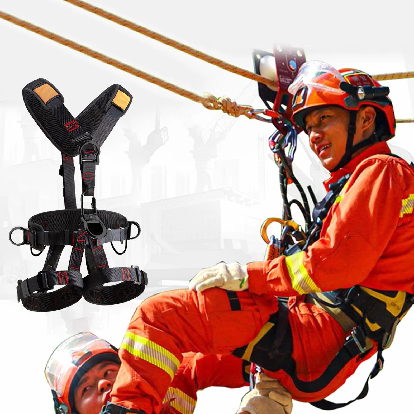 Kit Antichute Travaux En Hauteur Harnais Escalade Adulte Baudrier Protection Contre Les Chutes 60-90KG