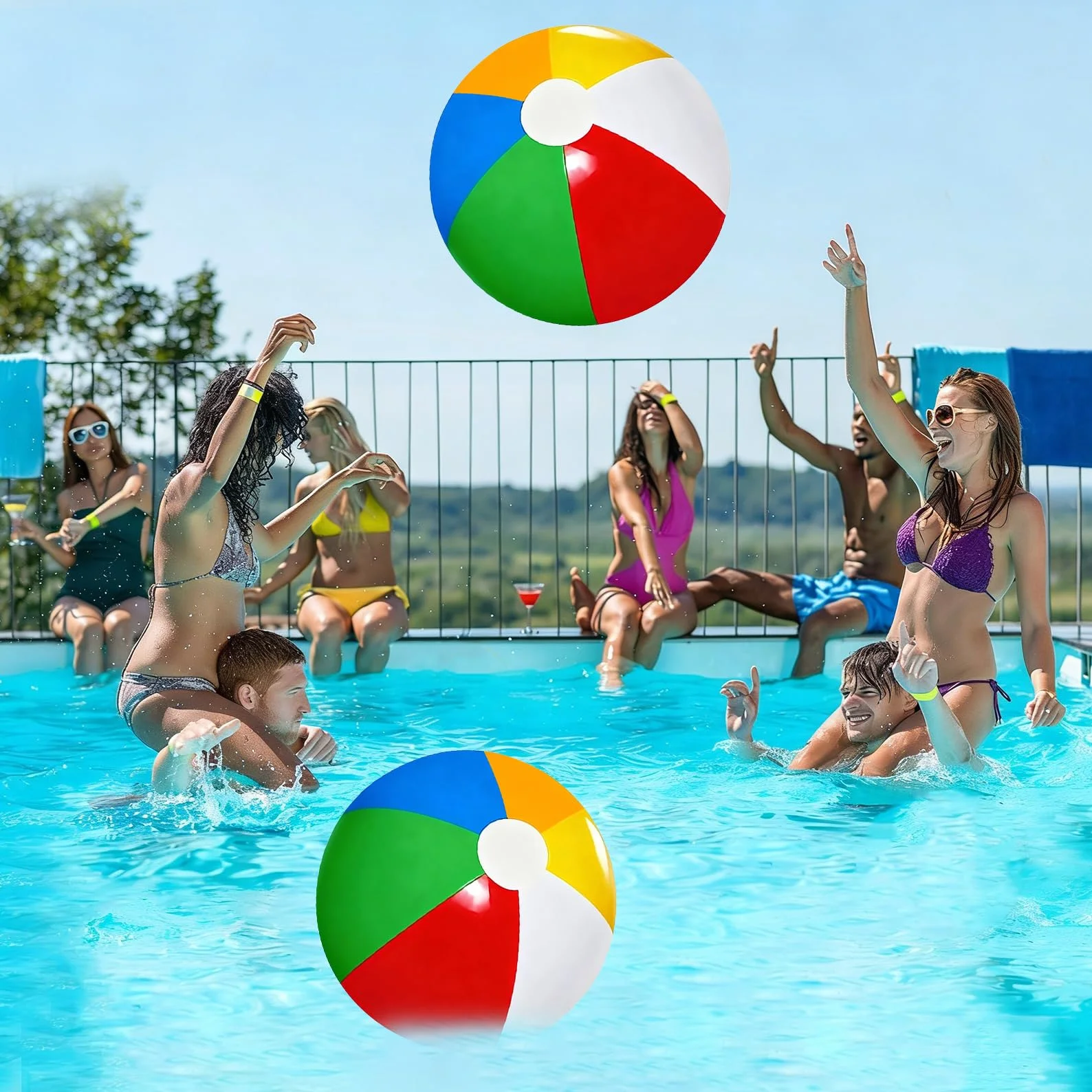 Ballons de water-ball 40 cm lot de 2, jouets de piscine gonflables