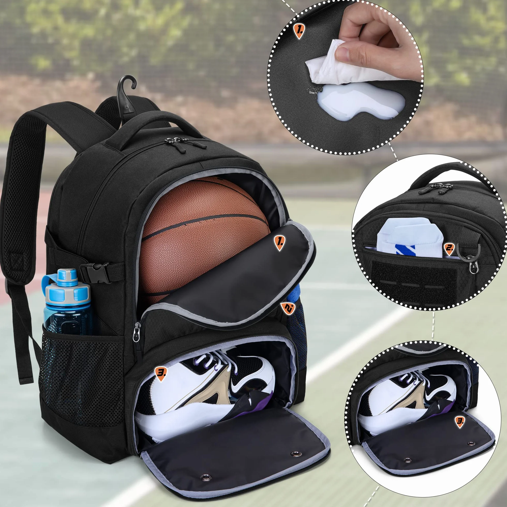 Sac à Dos de Basket-Ball avec Compartiment Ballon et Chaussures pour Football, Volley