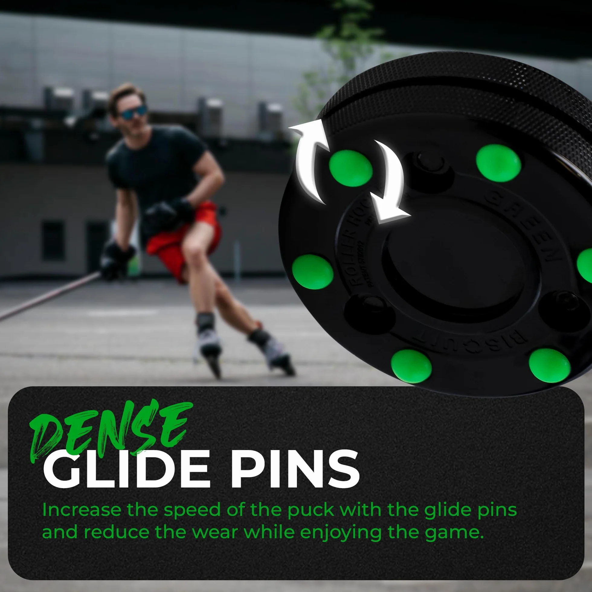 Green Biscuit Roller Hockey Puck