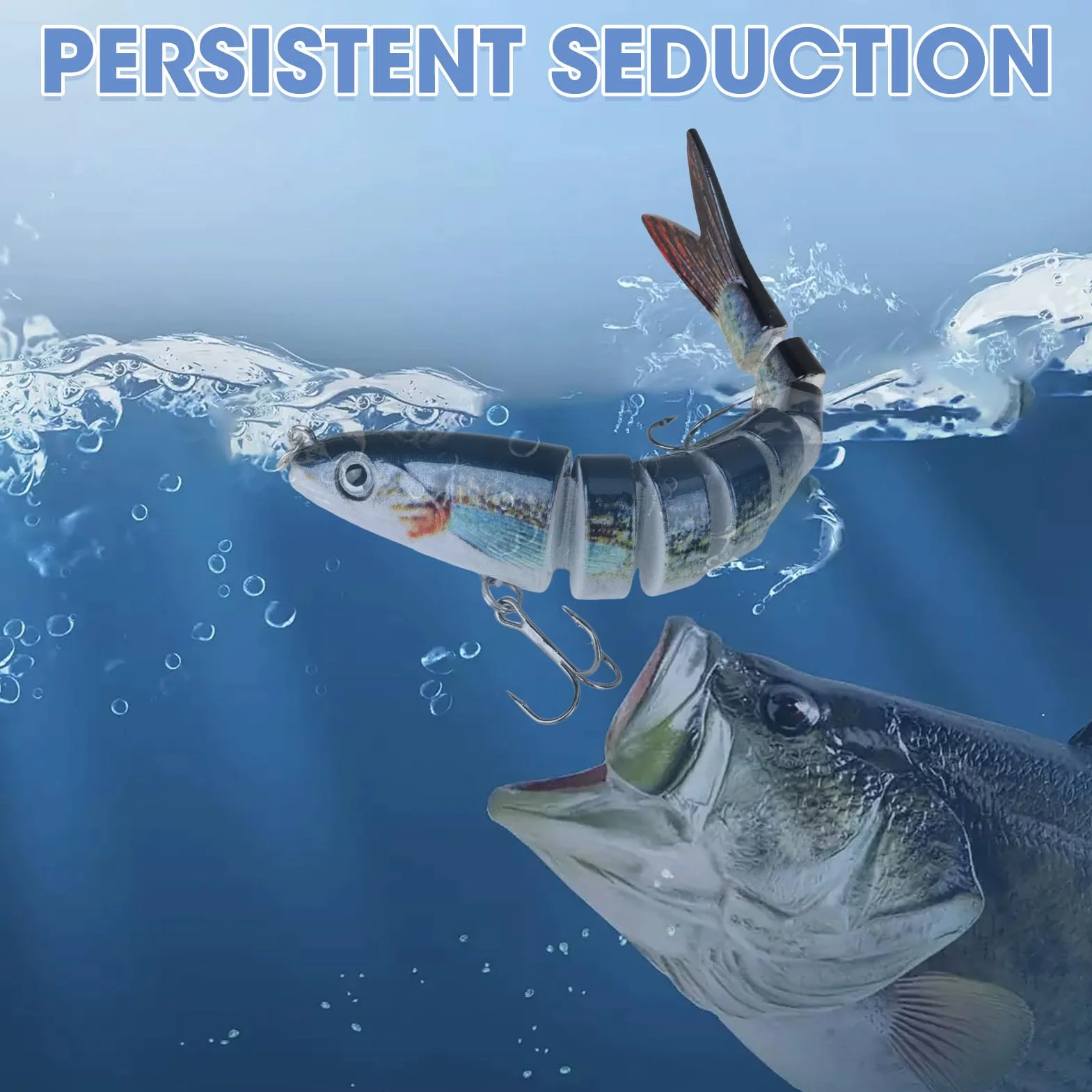 Leurre Peche Carnassier Bioniques Couler Lent Brochet Artificiel Multi-articulés Hameçons Triples 3 Pièces