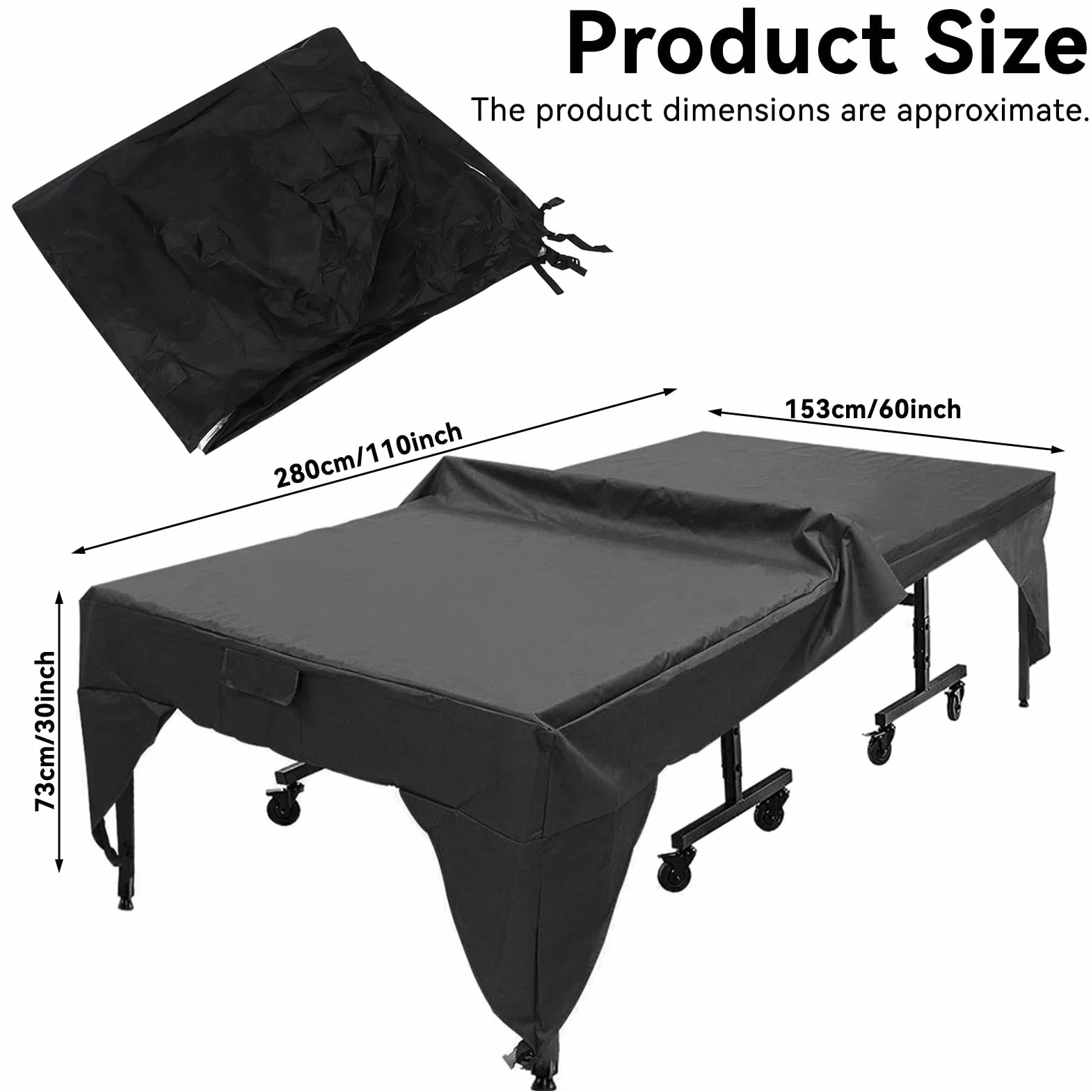 Housse de Table de Ping Pong Extérieur Imperméable 280 x 153 x 73 cm