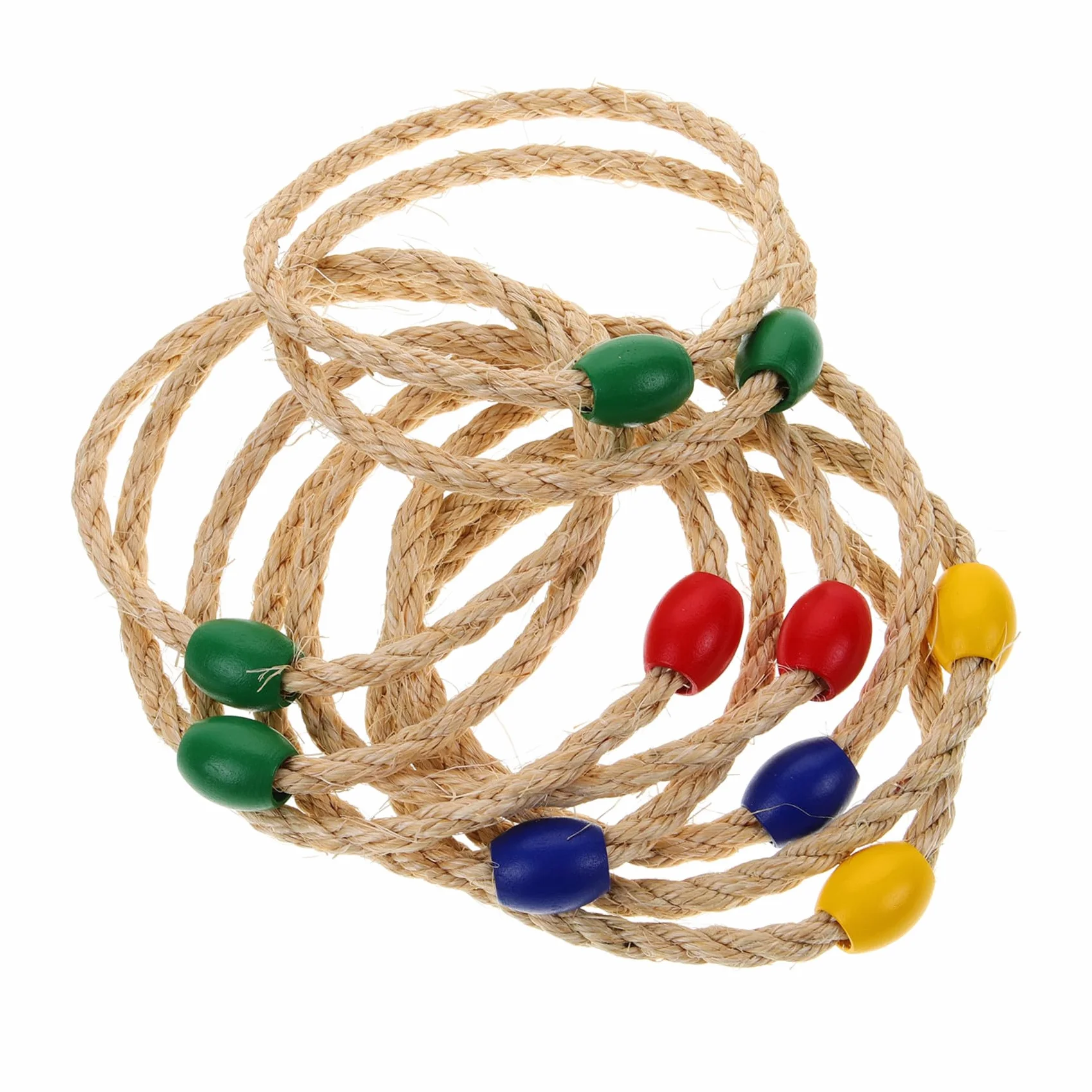 ifundom Jeu de Lancer d'Anneaux en Bois et Corde 10 Pièces - Coordination Main-Œil