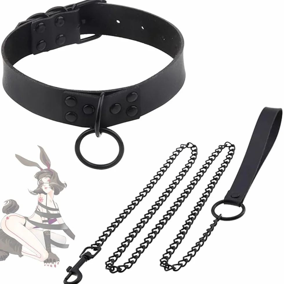 Collier à longue chaîne léger en cuir réglable amovible