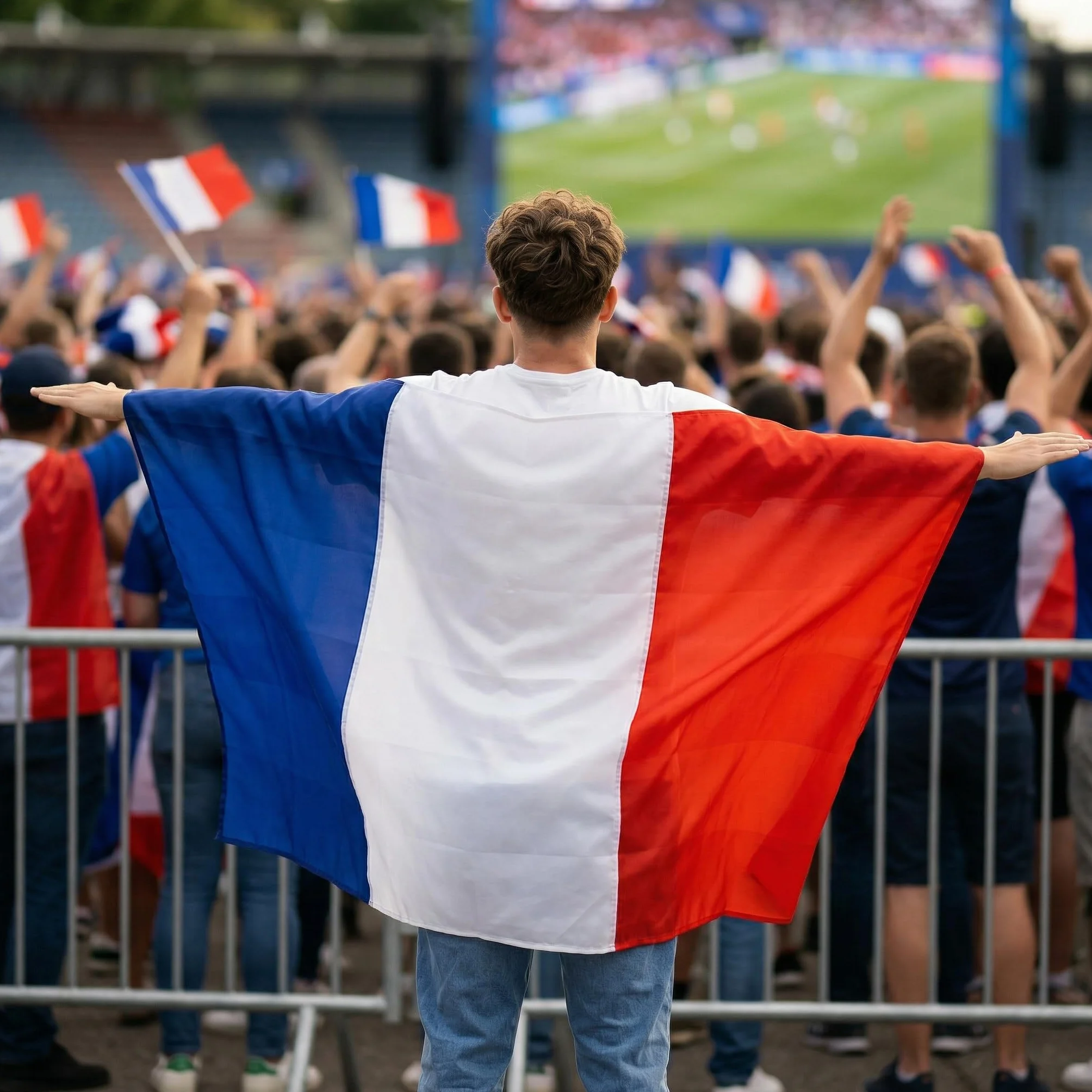 Cape Drapeau France 150x90cm 100% Polyester Bleu Blanc Rouge Fan Zone Stade Adulte