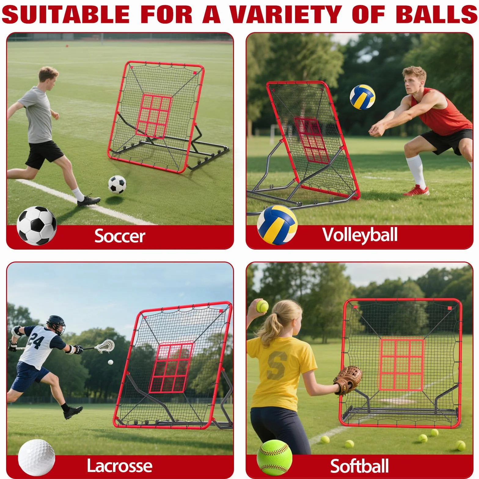 Filet De Rebond De Baseball 2 en 1, 9 Zones, Cadre en Acier Robuste, Angle Réglable