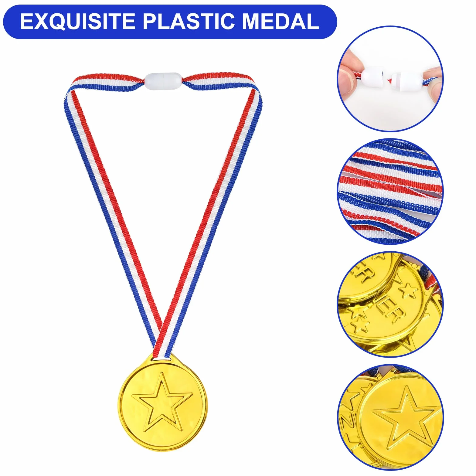 PLULON Médailles du Gagnant en Plastique Or Argent Bronze avec Rubans Cou