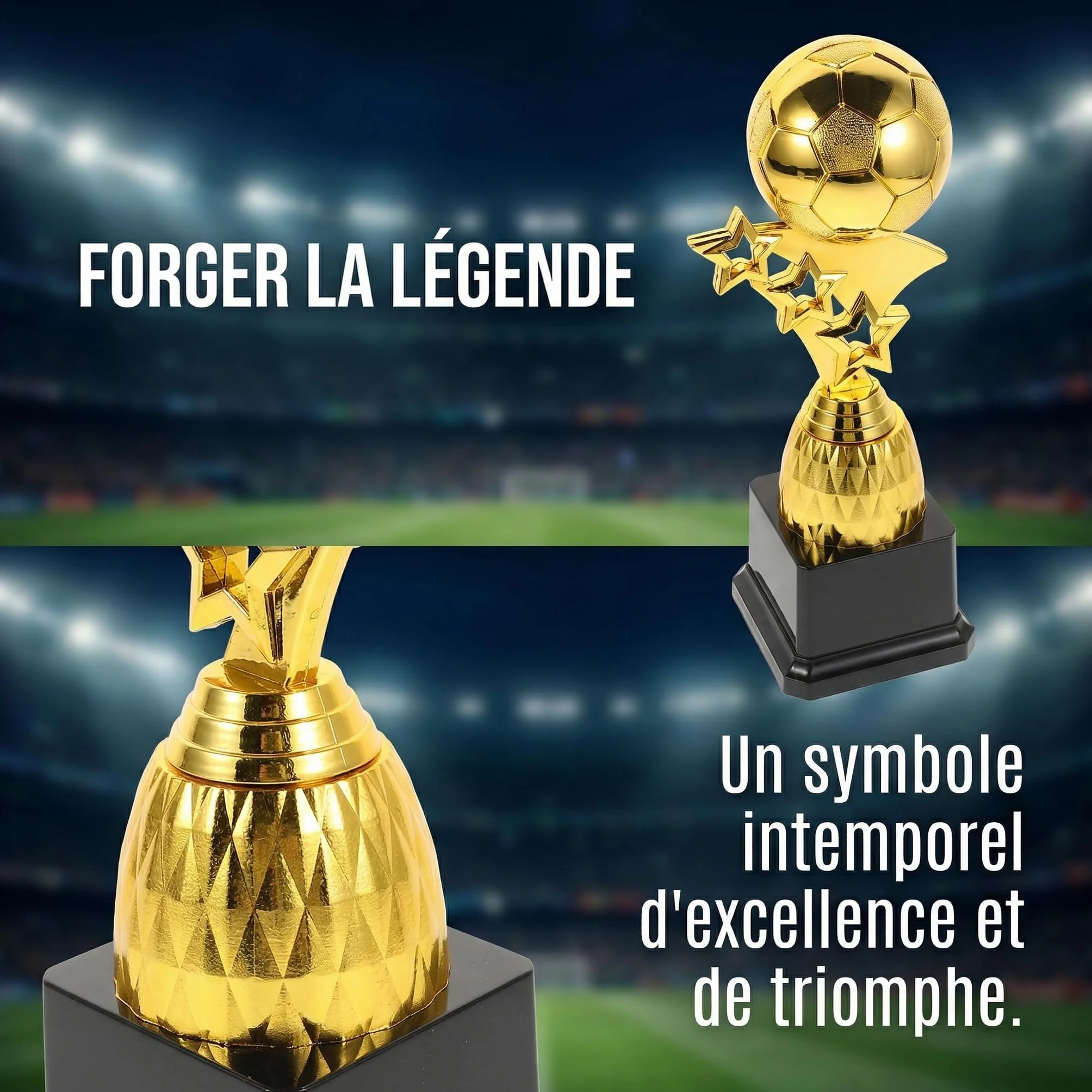 Toyvian Trophée Football Coupe du Monde Ballon Doré Récompense Vainqueur 9,04 x 2,95 x 2,95 Pouces