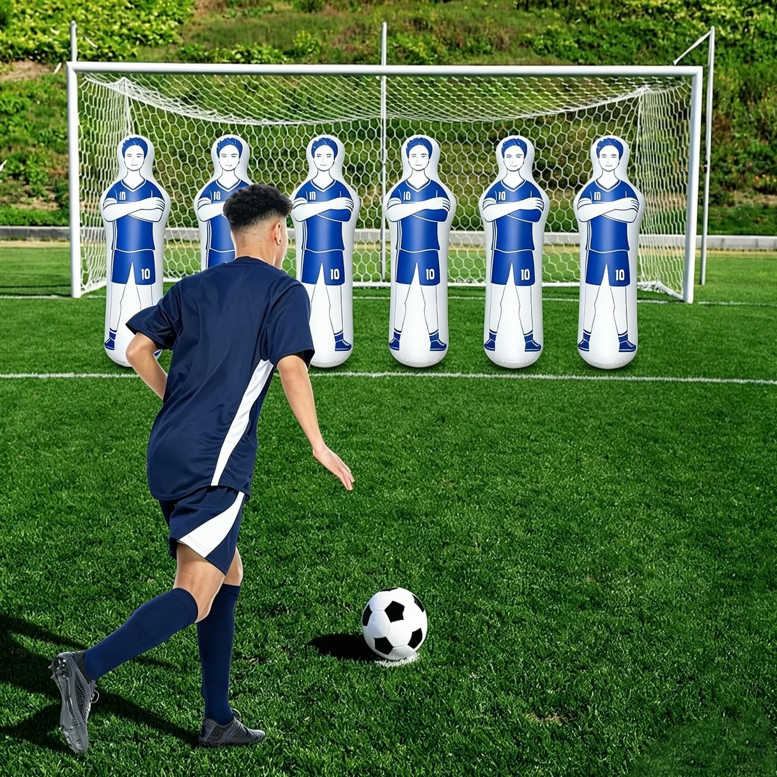 Mannequin de Football Gonflable 40 x 160 cm Gardien de But Bleu PVC 0,35 mm