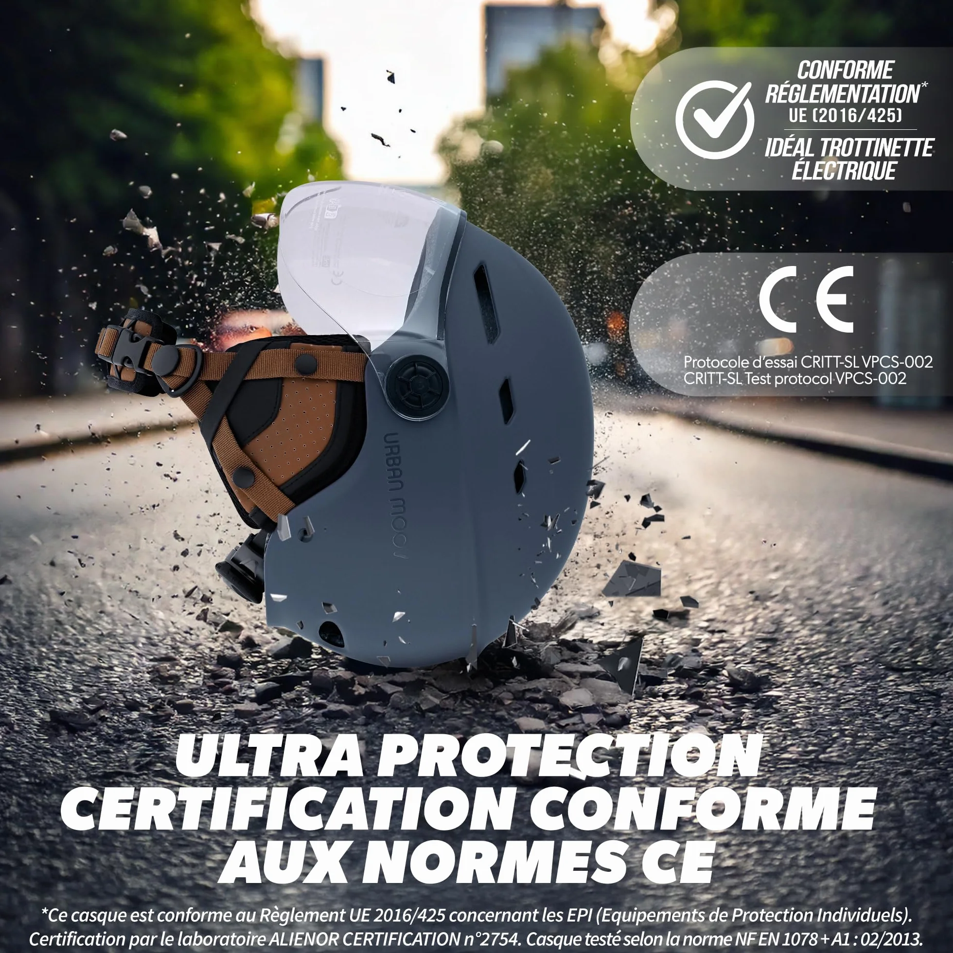 Casque de Protection Vélo Trottinette Electrique T'nB Visière Transparente Réglage Molette Caches-Oreilles Détachables