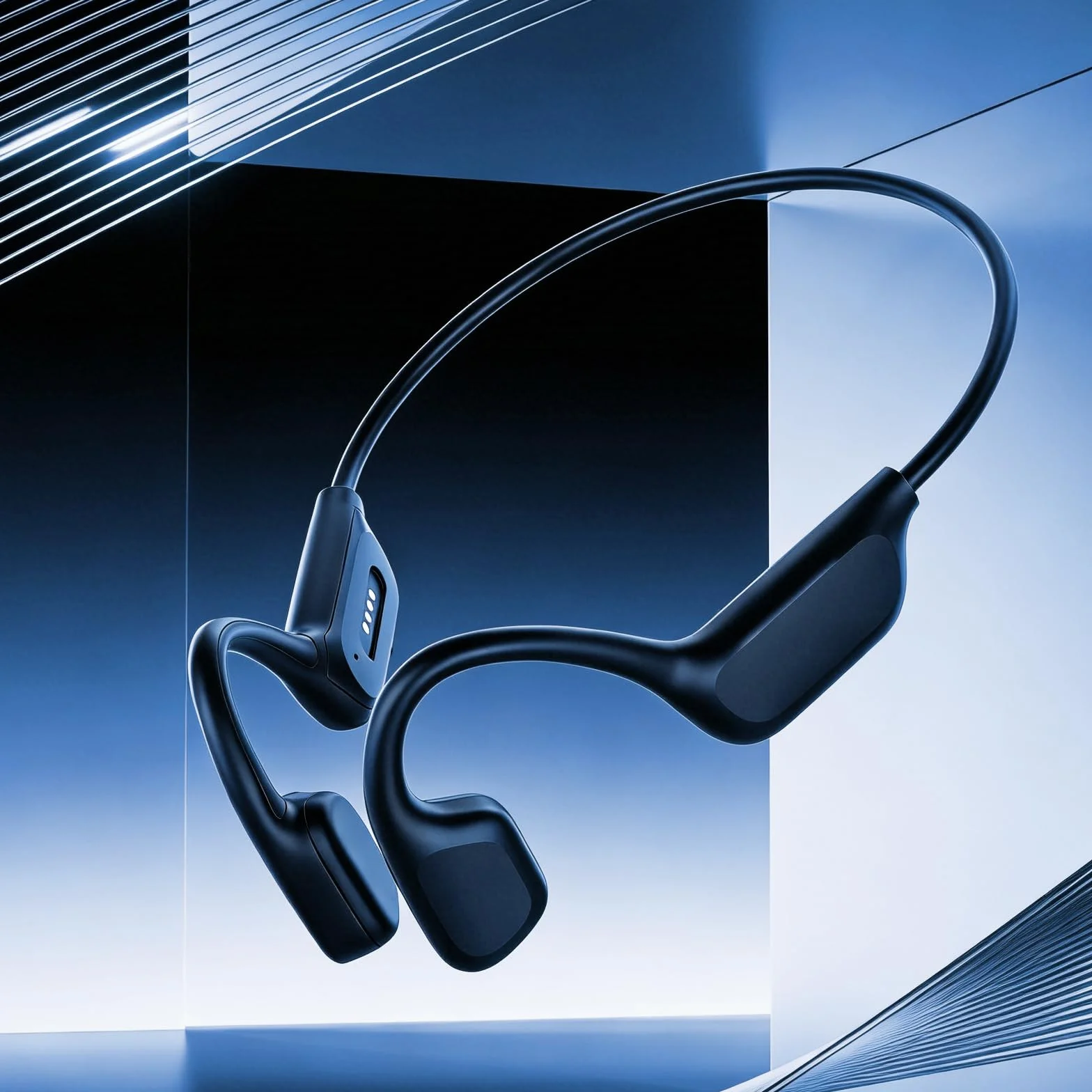 Écouteurs Natation Bluetooth 6.0 IPX8 Sans Fil MP3 32 Go Mémoire Intégrée 8 Heures Jeu Sportif Noir