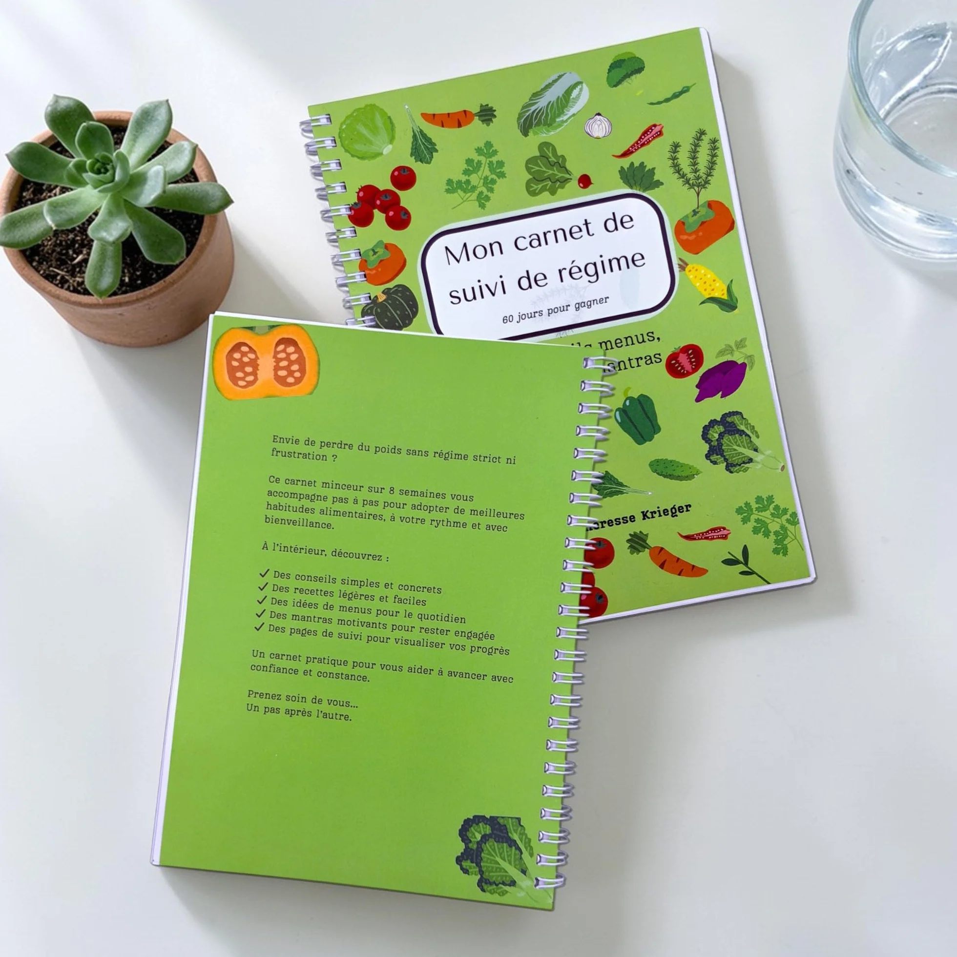 Carnet minceur 8 semaines – Journal alimentaire avec suivi, menus, recettes