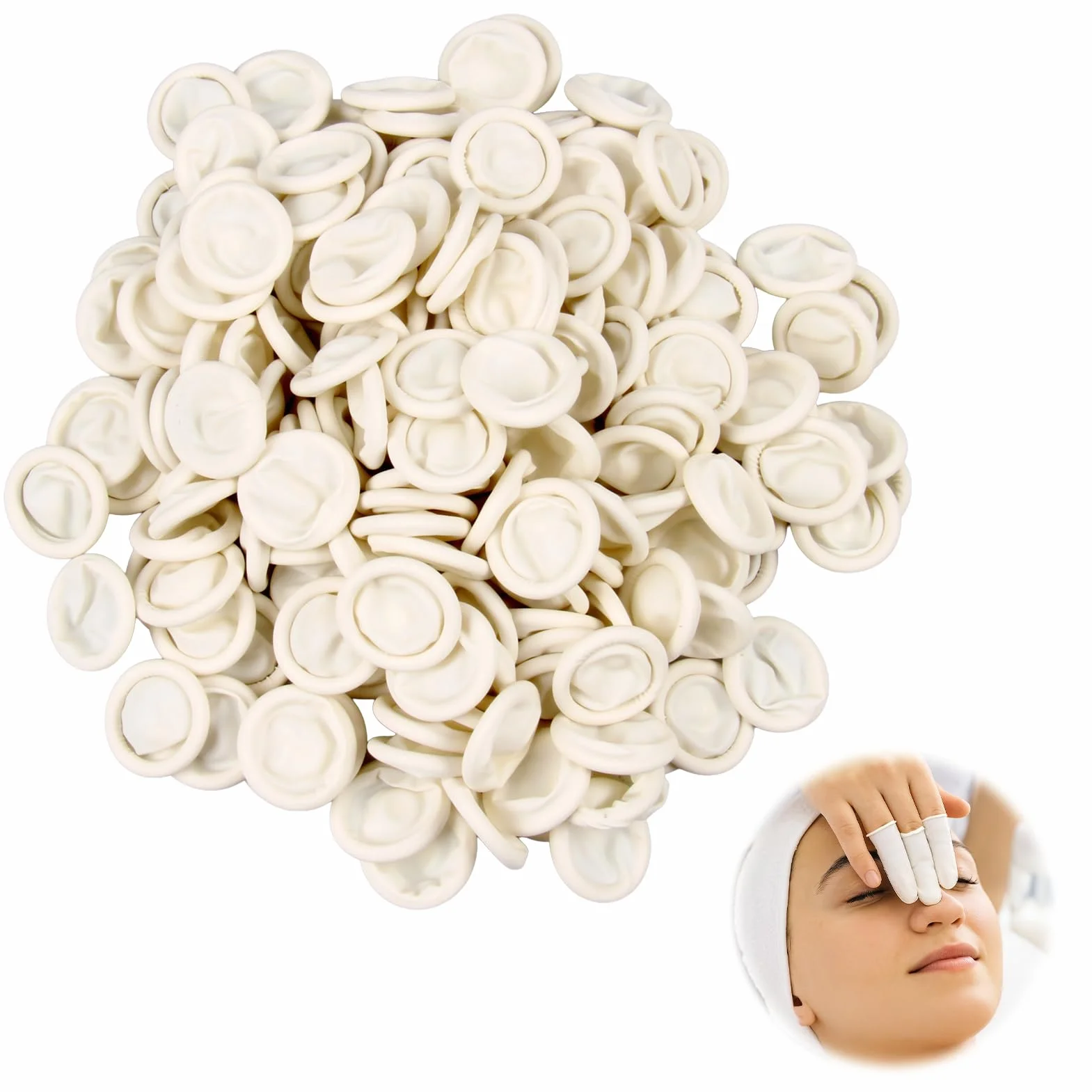 Doigtiers en Latex 200pcs, Doigts de Protection Imperméables pour Tatouage, Doigt Blessé, Nail Art, Anti-statique (Blanc)