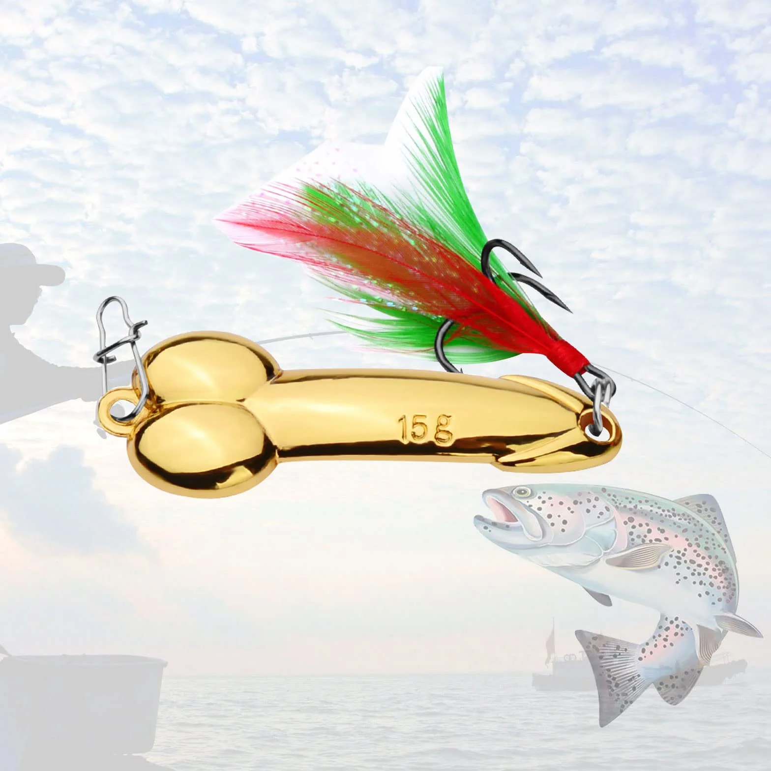 Leurre Peche Hamecon Peche 15g, Accessoires de Peche Eau Douce Eau Salee