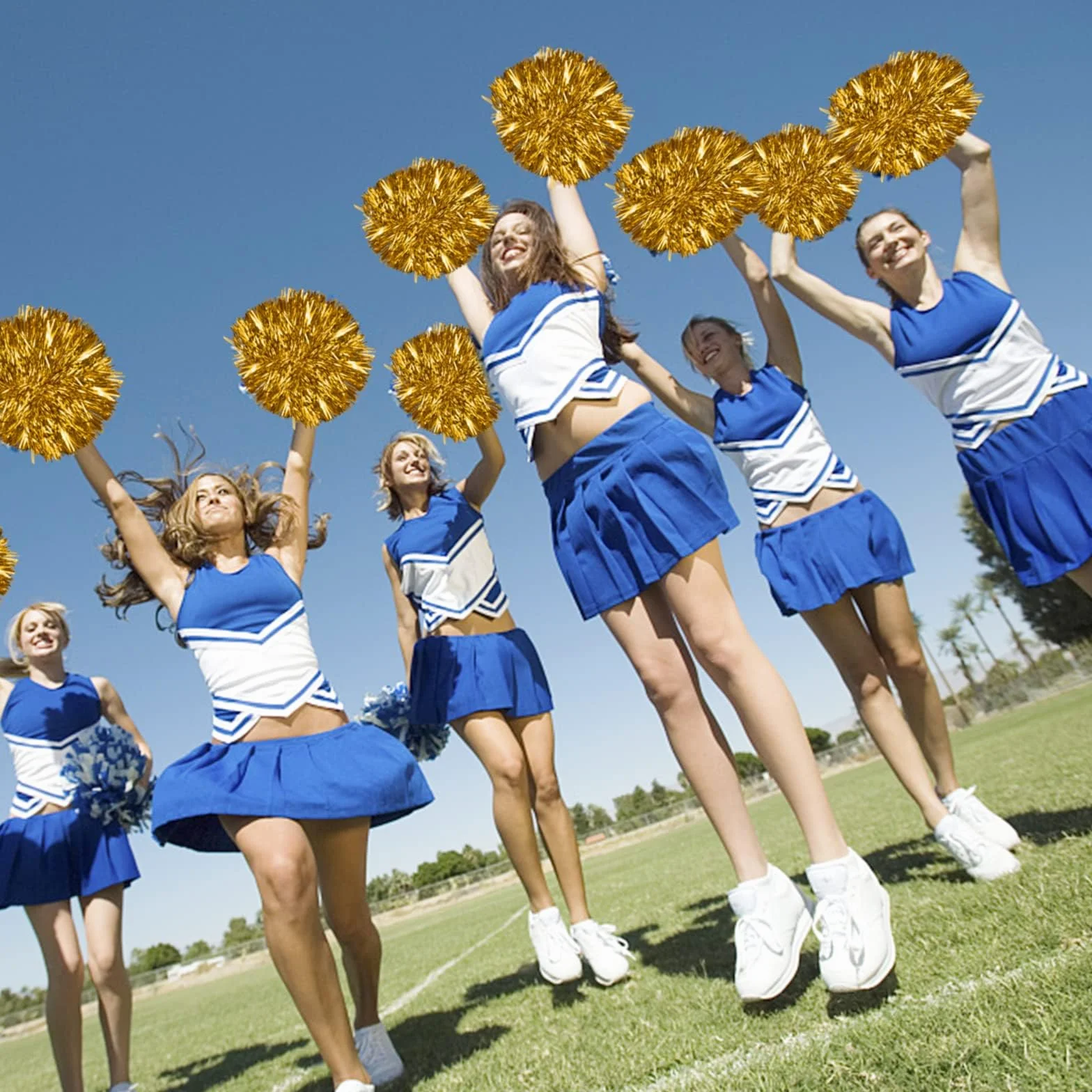 Lot de 12 Pompons Cheerleader Gold pour Carnaval Fête