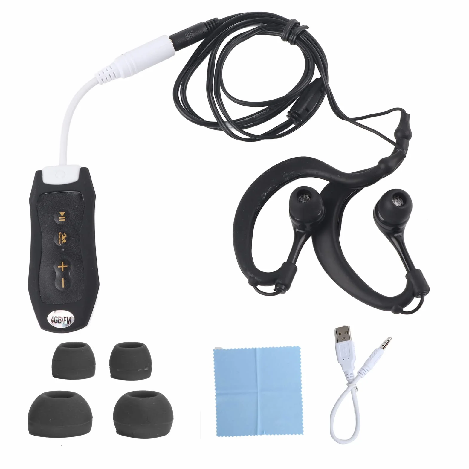 KIMISS Lecteur MP3 Sport IPX8 4 Go Radio FM Clip Écouteurs Natation