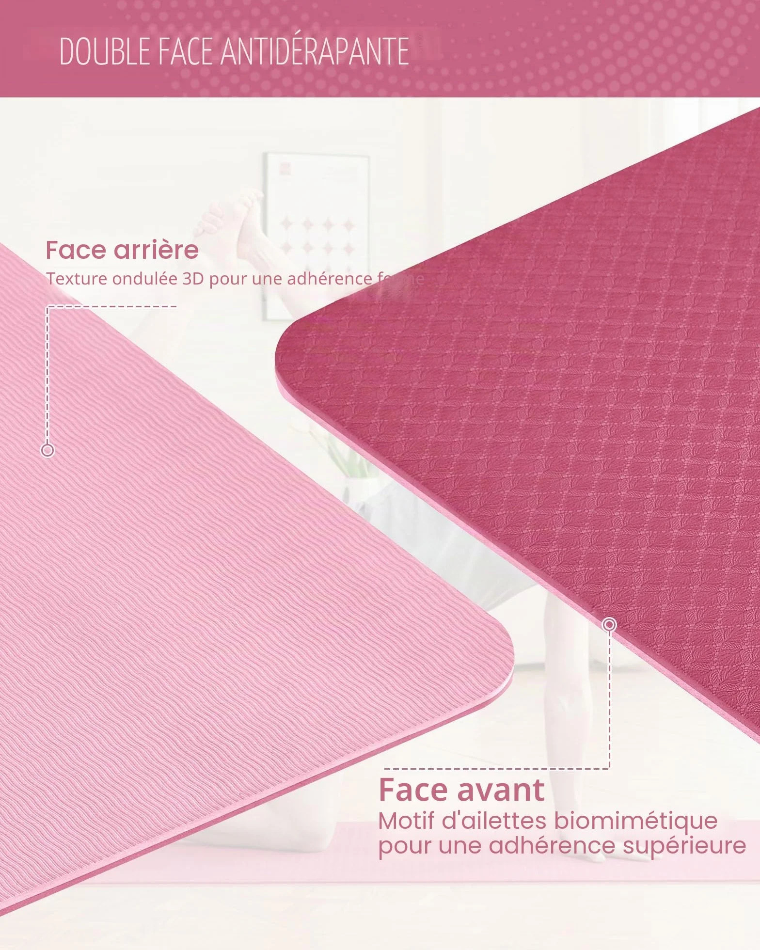 Good Nite Tapis de Yoga Antidérapant Fitness Pilates avec Sangle 183 x 61 x 0,6 cm