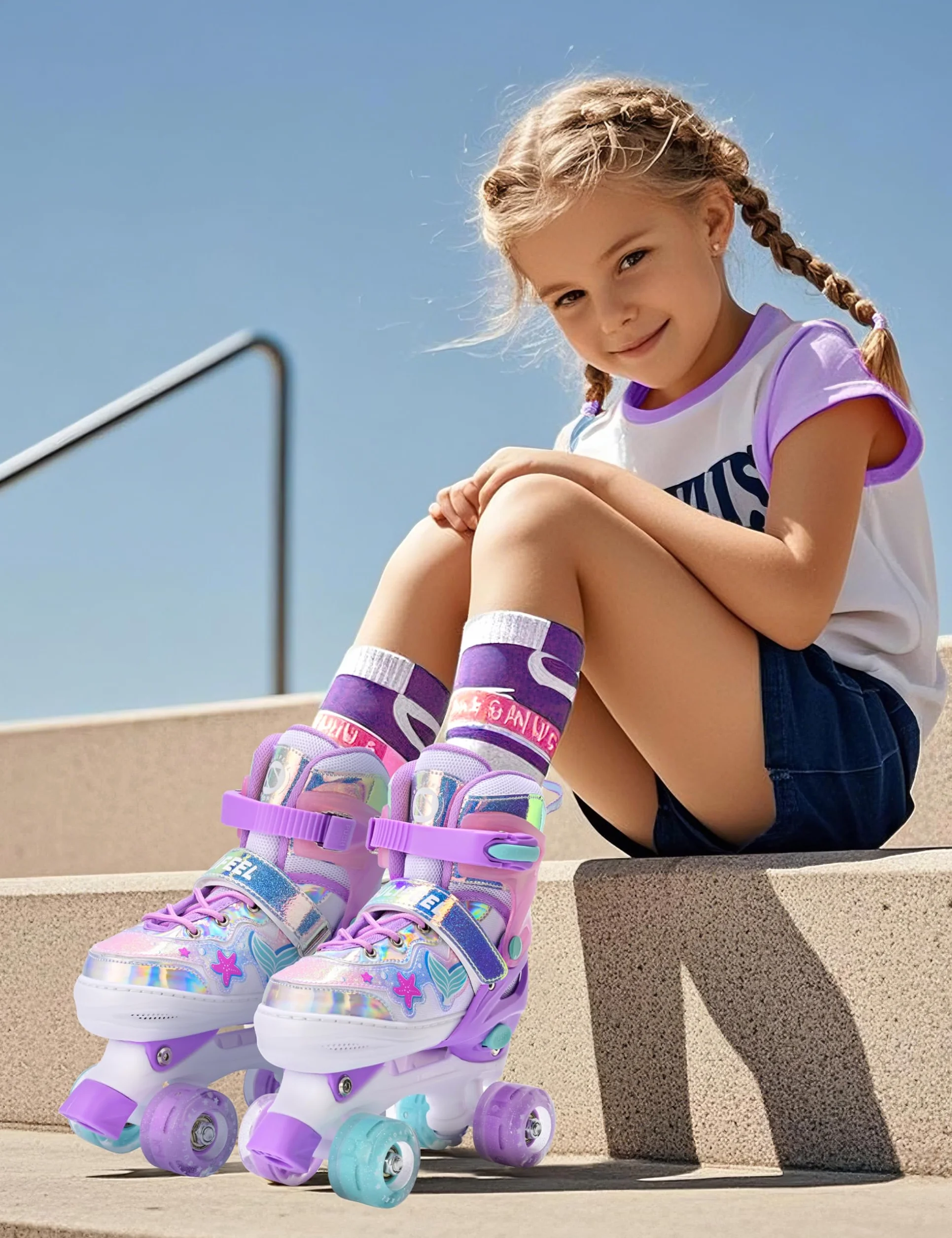 Patins à roulettes réglables pour Enfants 3-12 Ans avec Roues Lumineuses SULIFEEL