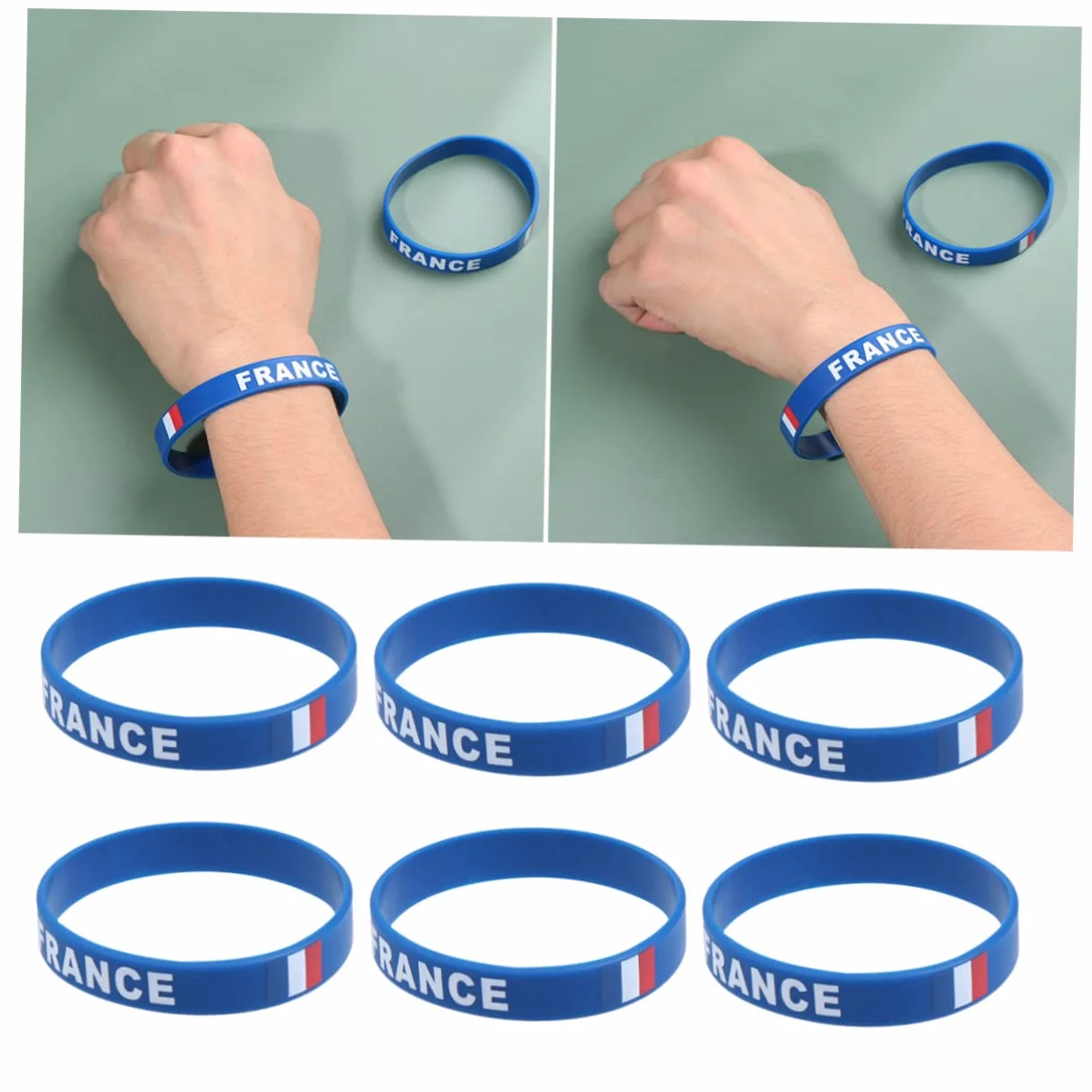 STOBOK Bracelet Silicone Souple Drapeau France Taille Unique Accessoire Football Supporter