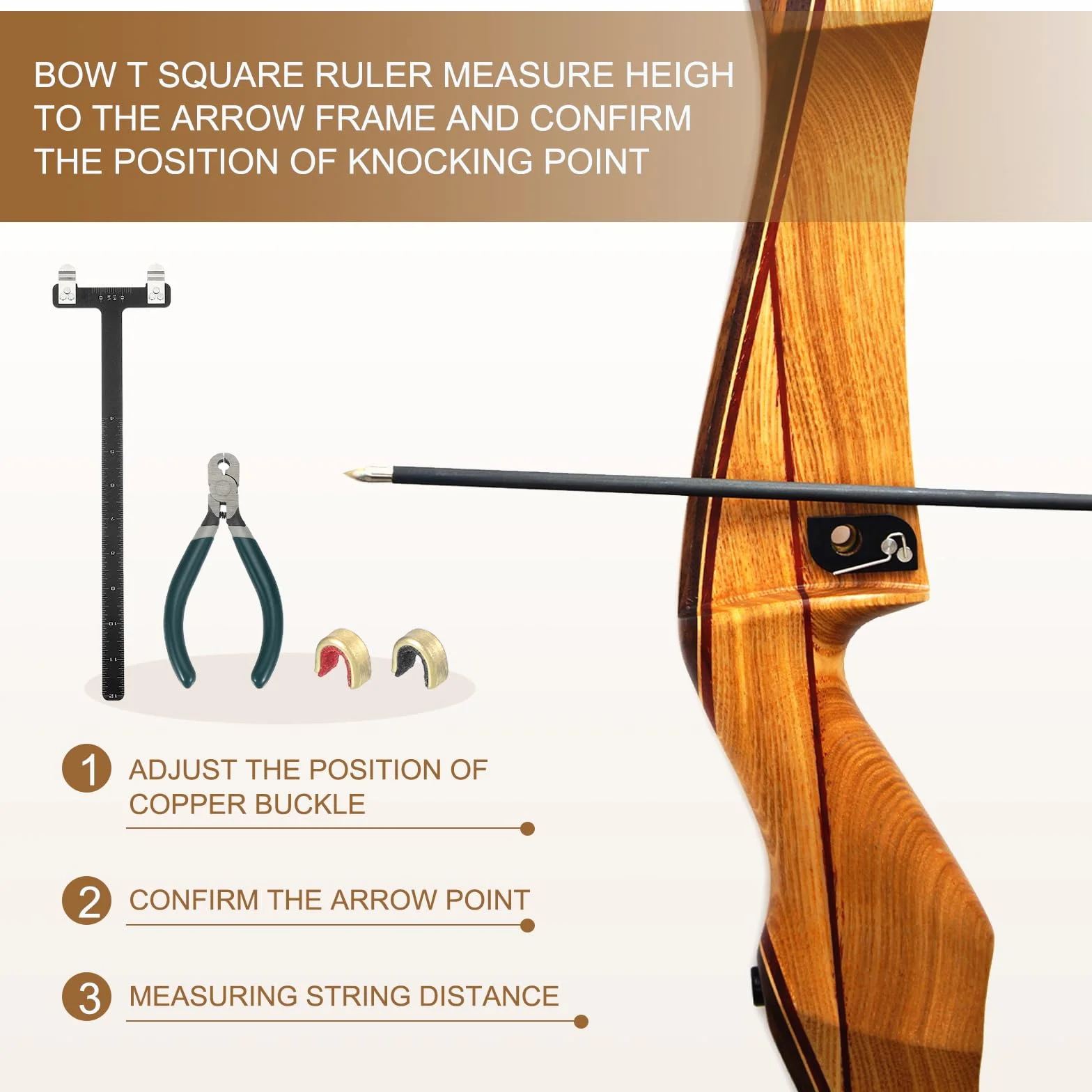QUARKZMAN Archery Bow Square T-Shape Ruler Tool Nocking Points Pliers Set 33x9mm Recurve Compound Bowstring Accessories Black