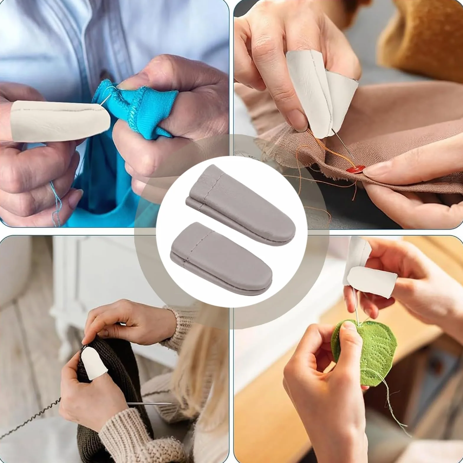 Protège-Doigts en Cuir de Vachette 6 Paires Protection des Doigts et du Pouce pour Couture Feutrage
