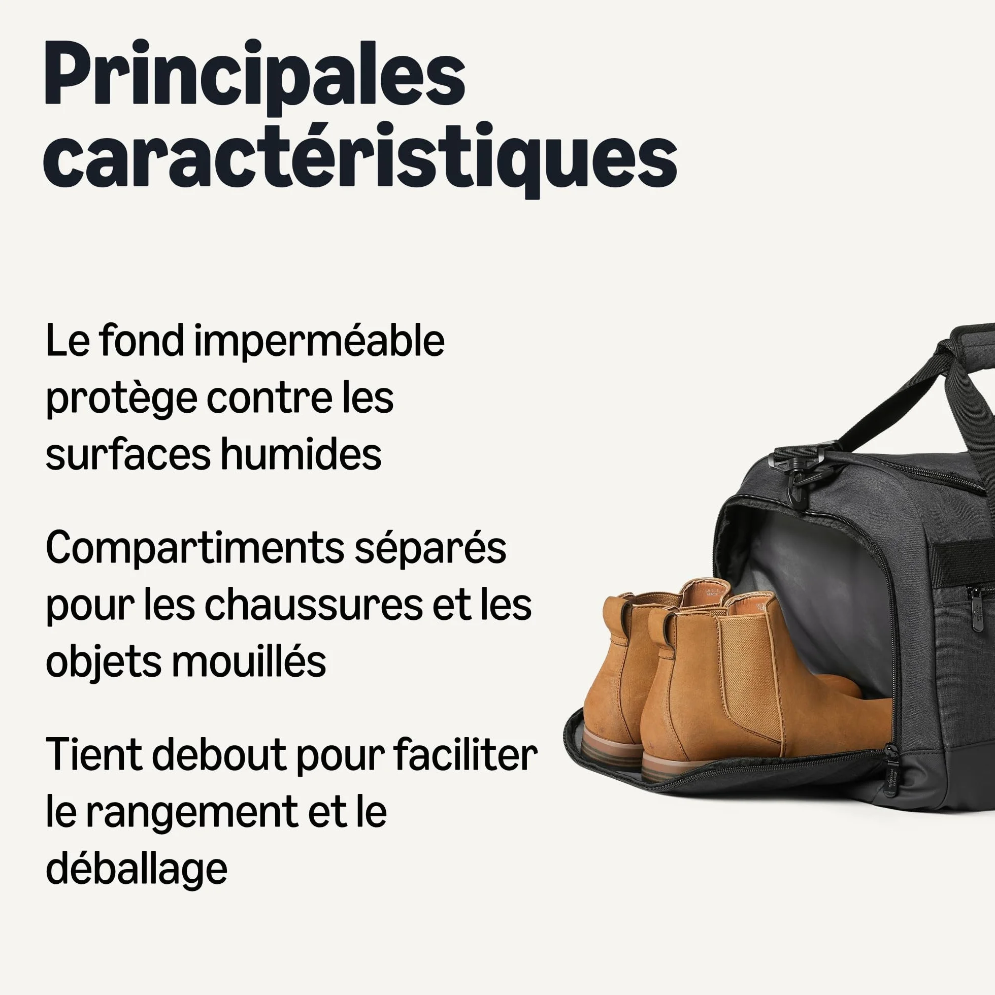 Amazon Essentials Sac de voyage léger 50.8 cm avec poche pour vêtements mouillés et compartiment à chaussures, Noir