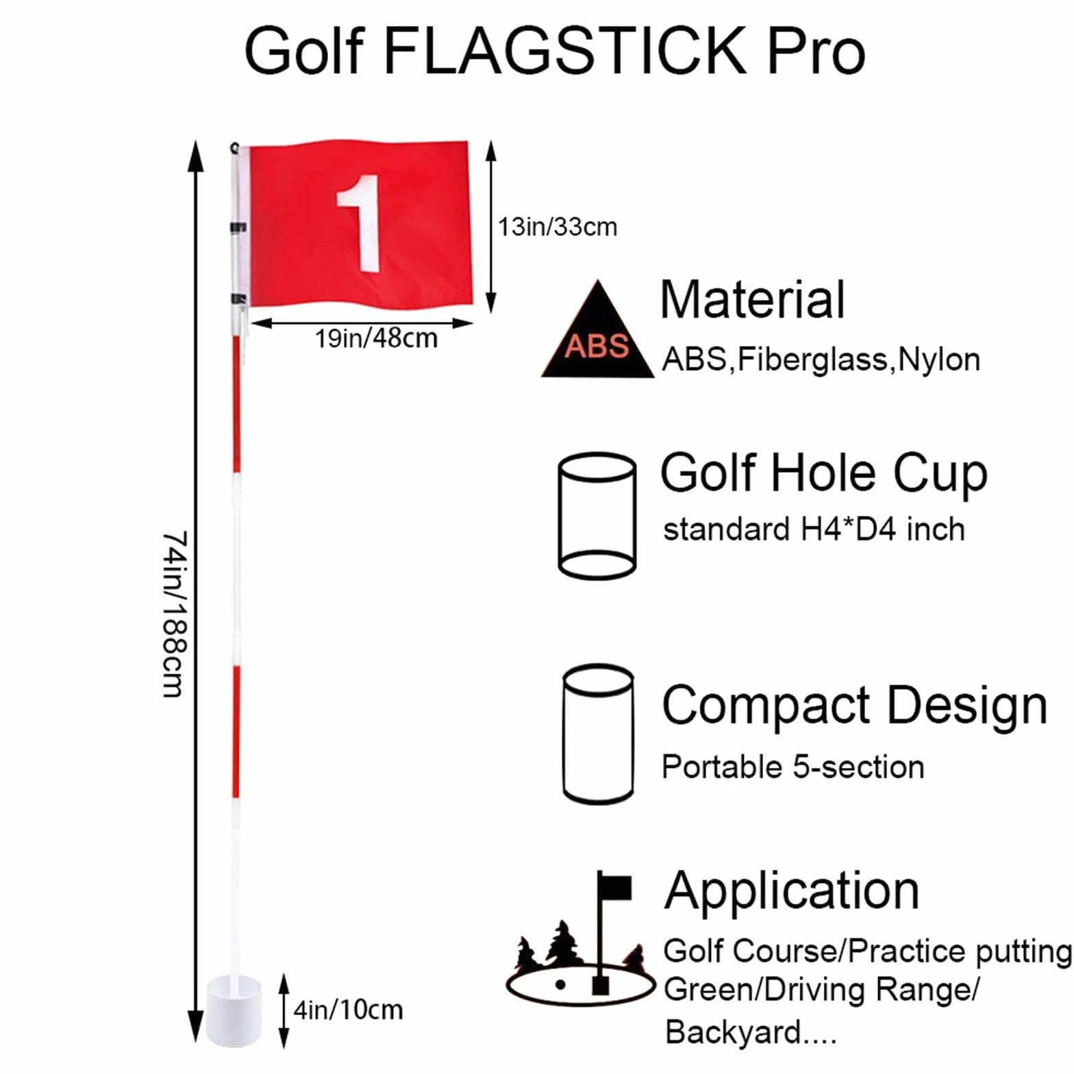 Drapeau de Golf et Drapeaux numérotés pour Trous, Putting Green extérieur