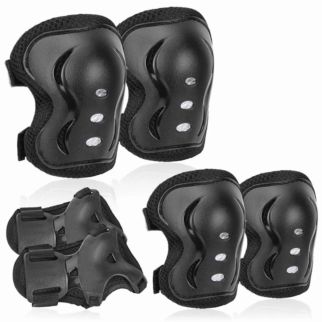 Ensemble de protection pour patins à roulettes pour enfants 6 pièces genouillères coudières protège-poignets 3-12 ans