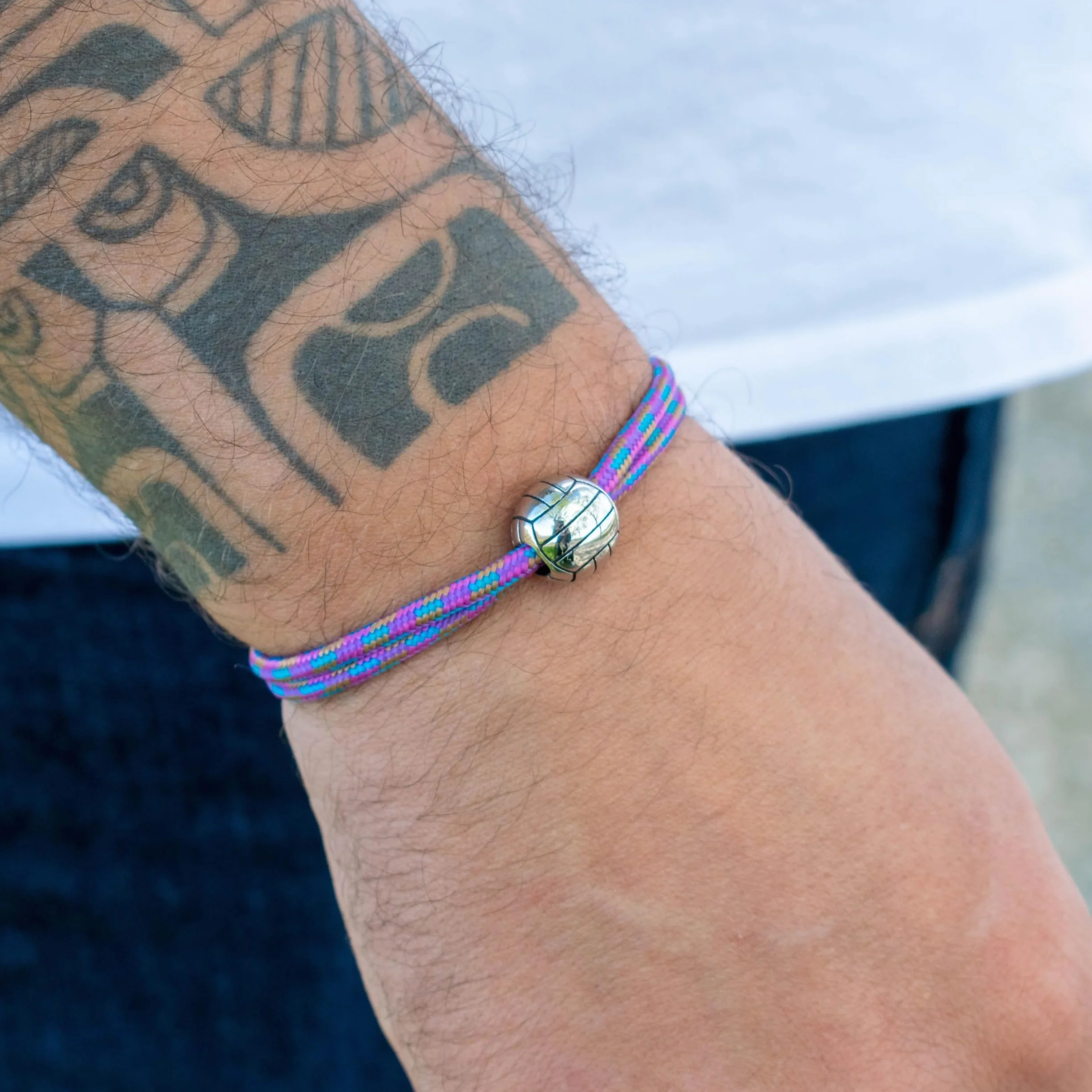 Bracelet Volleyball réglable acier inoxydable cadeau homme femme adolescent
