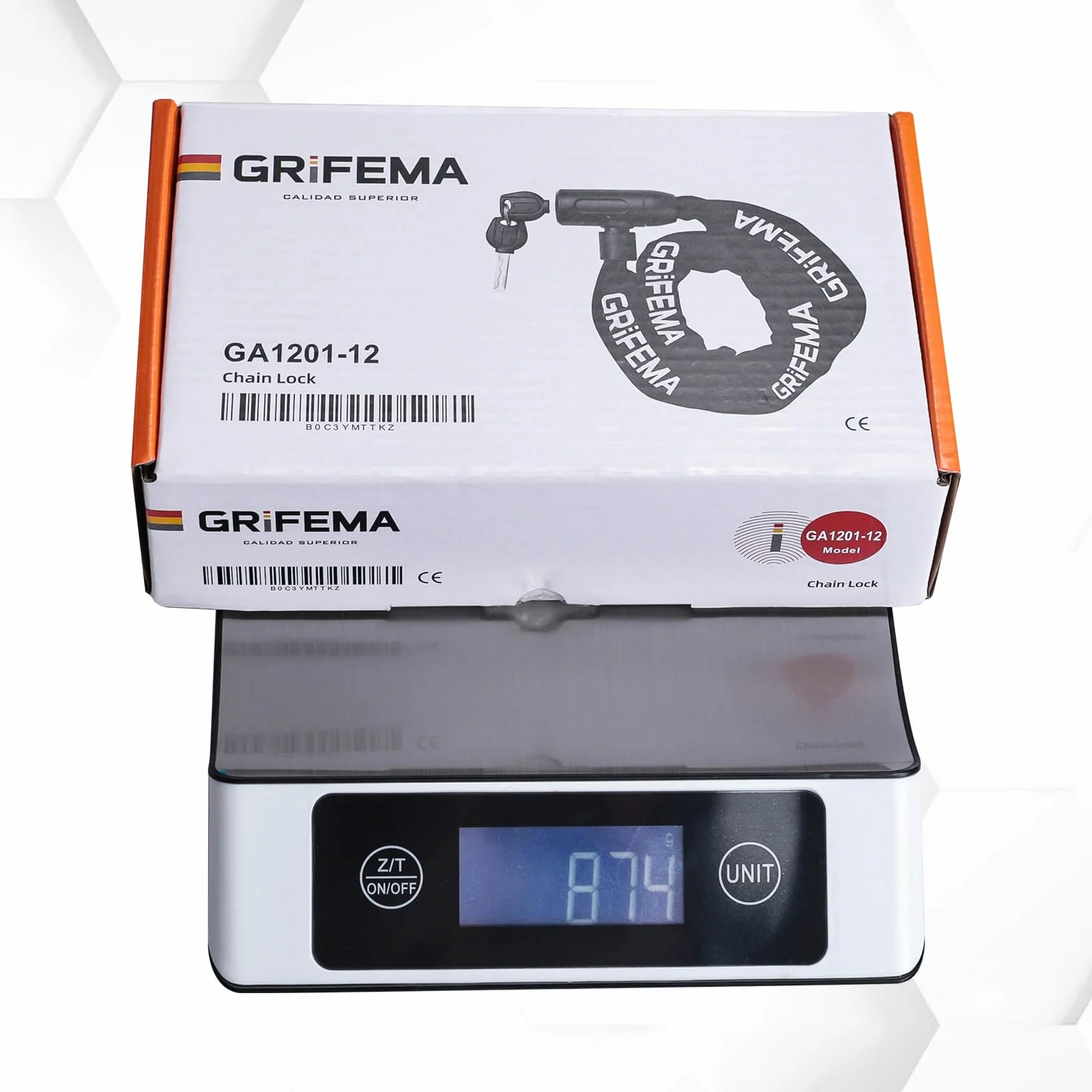 GRIFEMA GA1201-12 Chaîne Antivol Vélo 120 cm Cadenas Vélo Motos Trottinette Portail Noir
