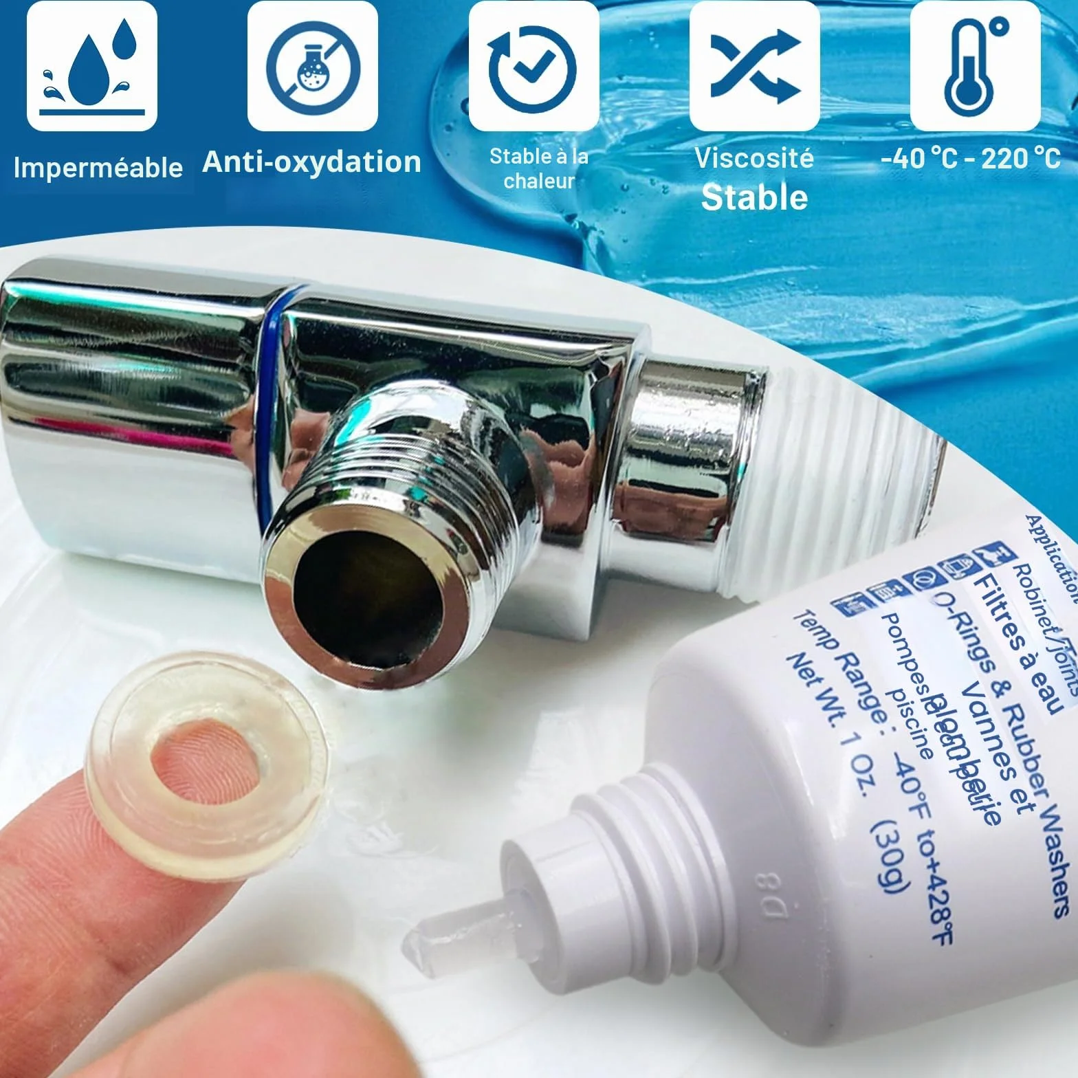 Lubrifiant silicone pour joints toriques robinet 1 oz