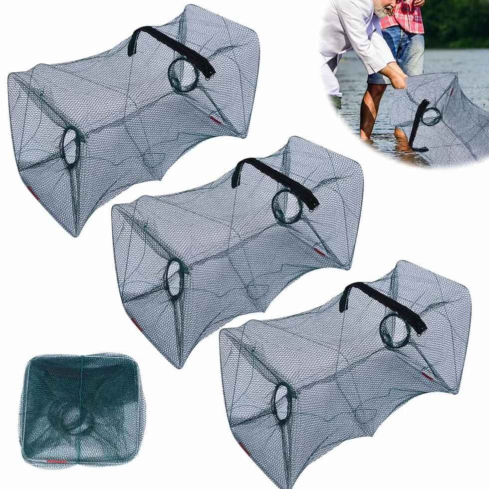 Nasse à Poisson 50x20cm Filet Pêche Pliable Piège à Crevettes Écrevisses Homards