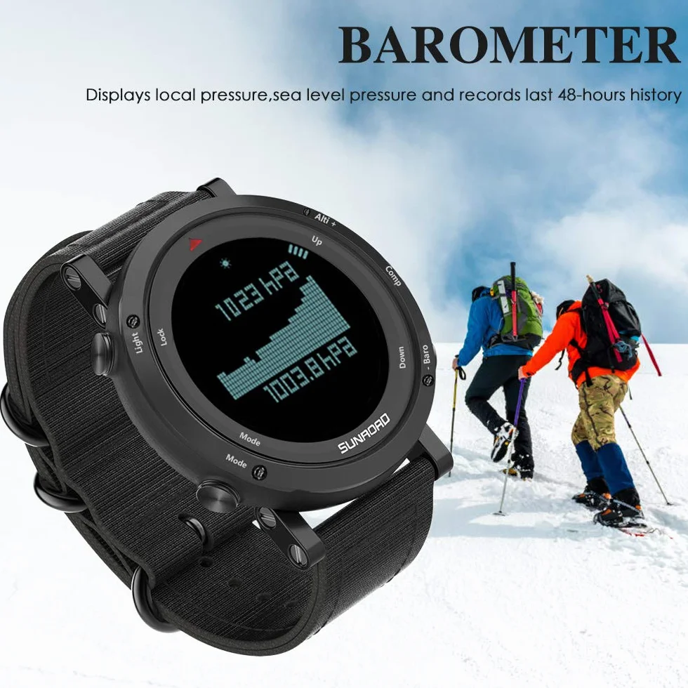 ERYUE Montre Multifonctionnelle Baromètre Altimètre Boussole Thermomètre Prévisions Météorologiques Résistant à l'Eau 50 Mètres Sports Plein Air