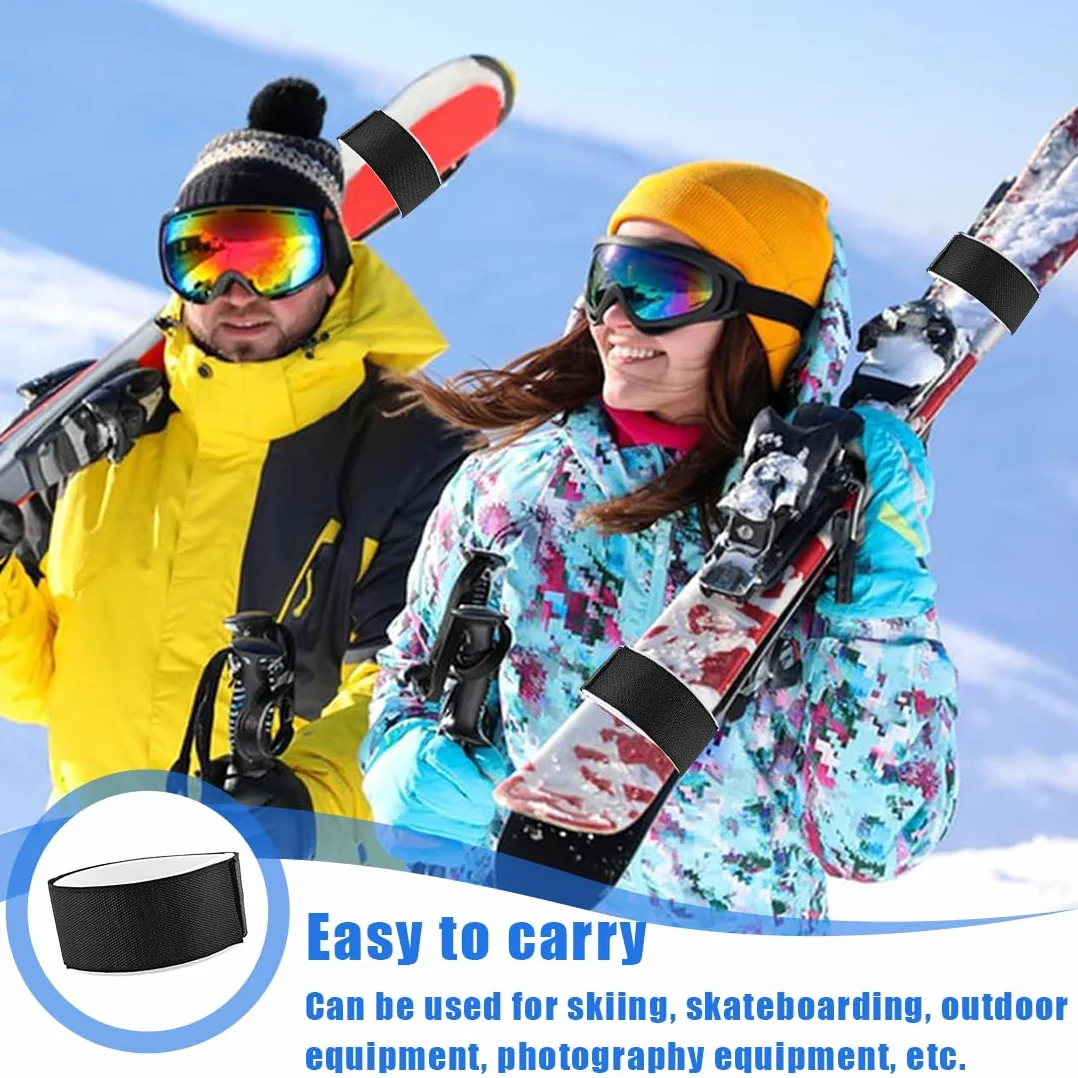 Sangle de Ski NHQ 6 Pièces, Dispositif Retenue Frein Ski, Attache Ski Nylon Réglable pour Snowboard