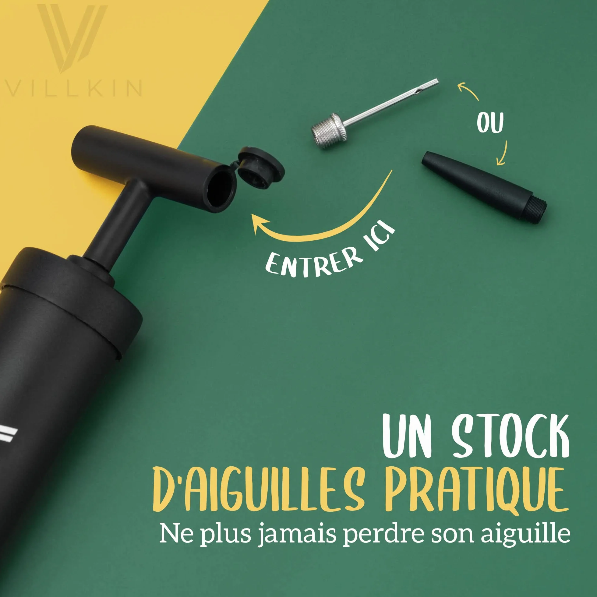 Villkin Pompe à ballon avec compartiment à aiguilles – 4 aiguilles métal, 2 plastique, 1 tuyau