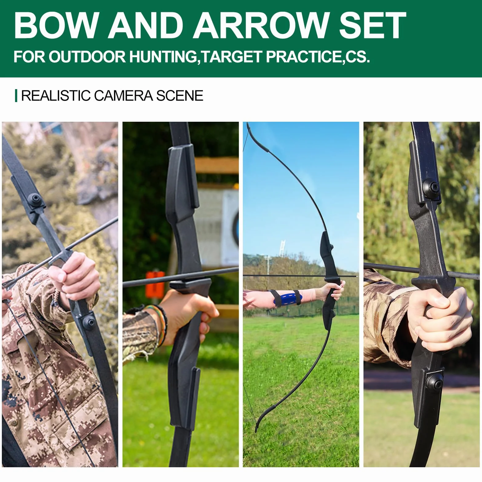 Tir à l'arc Takedown Arc Classique pour Adulte Débutant Droitier Long Arc Kit Plein air