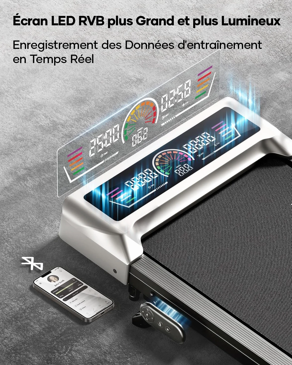 Tapis de Course électrique 2 en 1, 3.0 HP, Pente 0-5-10%, Vitesse 1-10 km/h, Compact sous Bureau