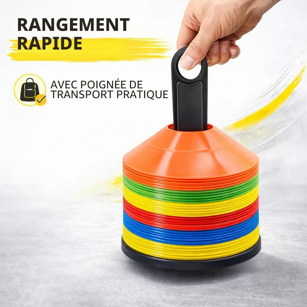 Cônes de marquage Slalom pour football, athlétisme - Accessoires d'entraînement