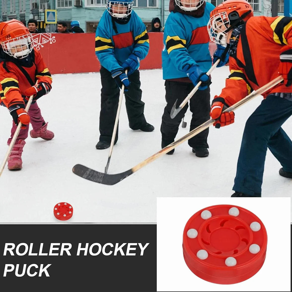Palet de Hockey sur Route pour Entraînement, Roller Hockey Jeu d'Entraînement, Intérieur Extérieur Rouge