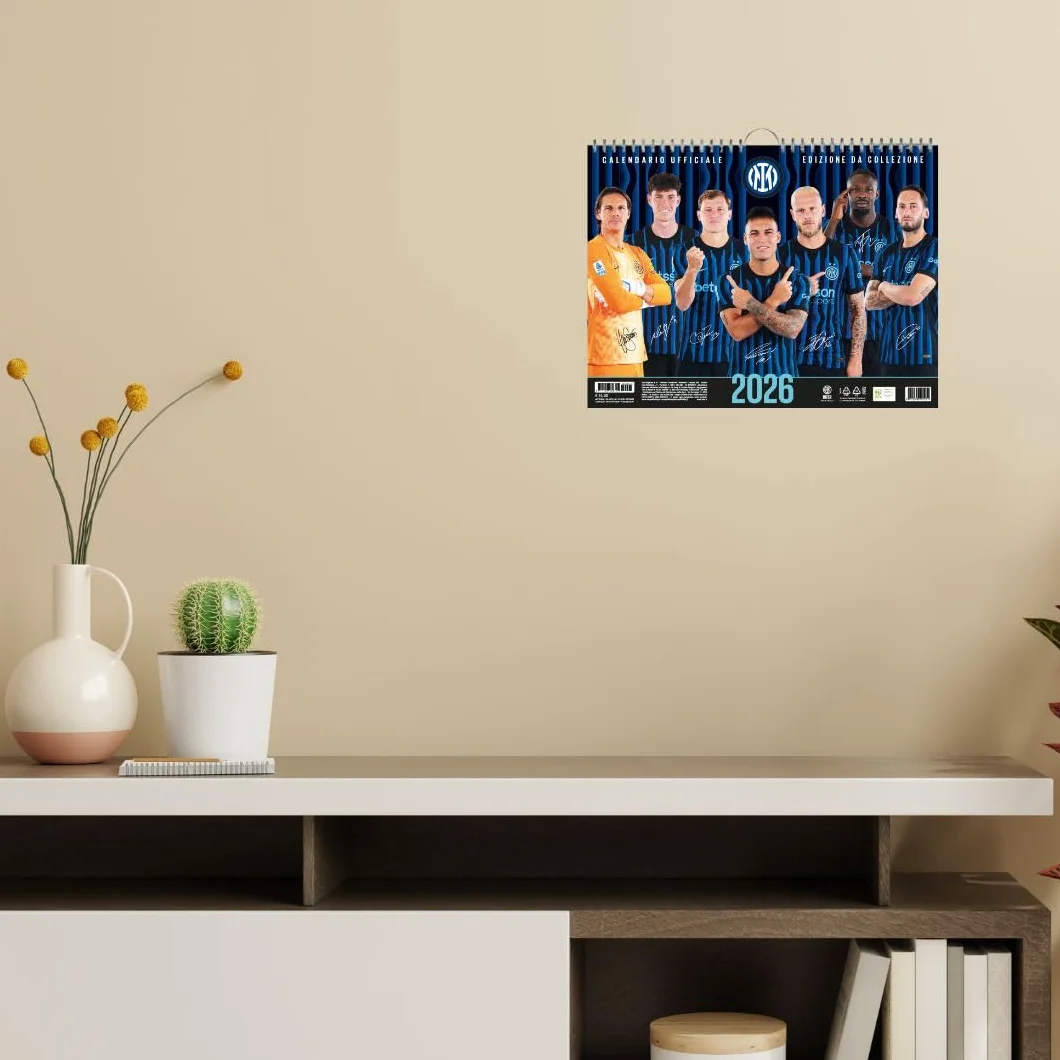 EURO PUBLISHING Calendrier horizontal Inter 2026 - Édition de collection - 44 x 33 cm - Langue Italienne